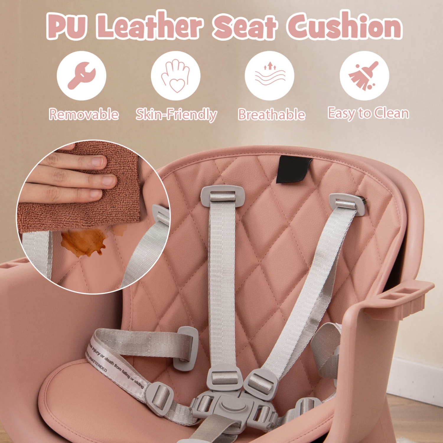 Babyjoy 4 in 1 Baby High Chair Convertible Toddler Table Chair Set with PU Cushion