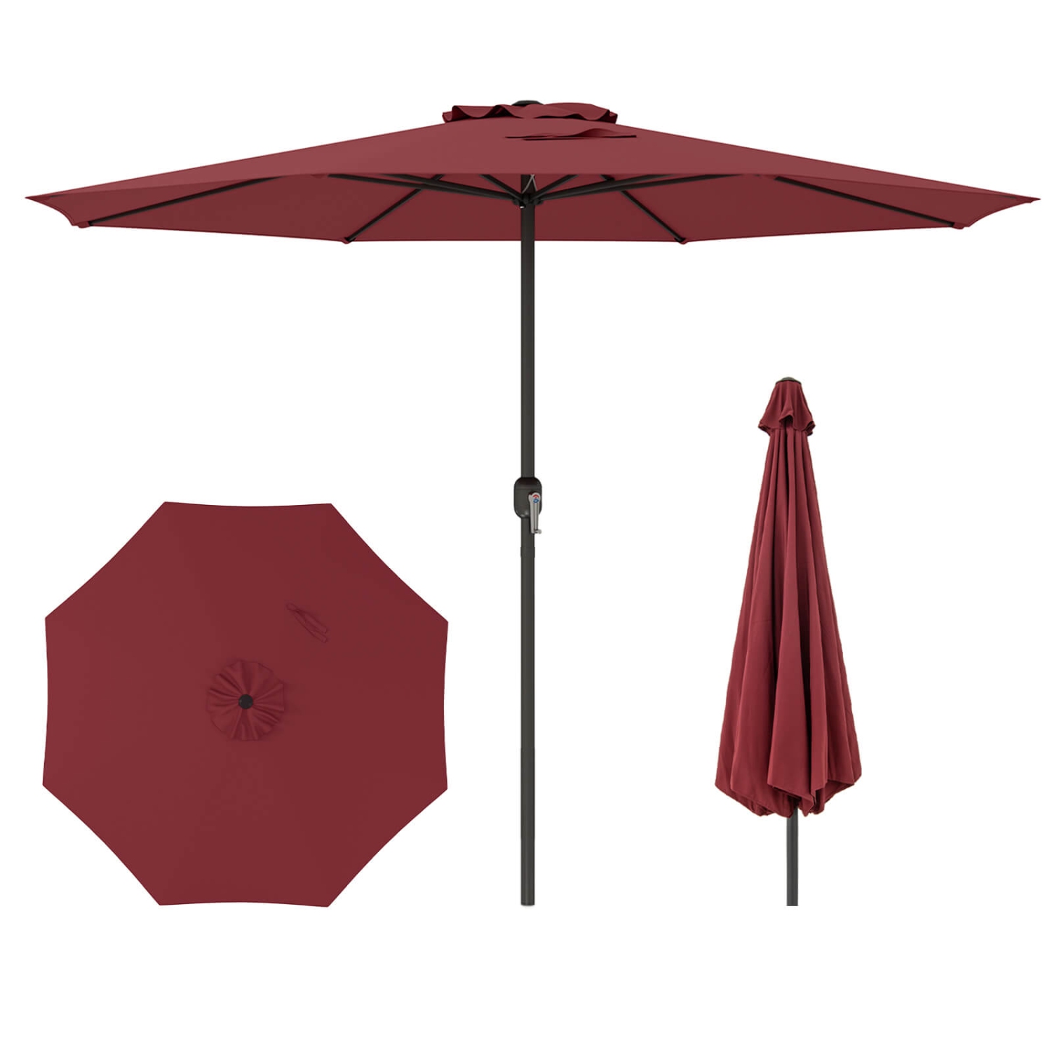 Costway 12 FT Patio Umbrella Outdoor Market Umbrella with Crank Handle 8 Sturdy Ribs