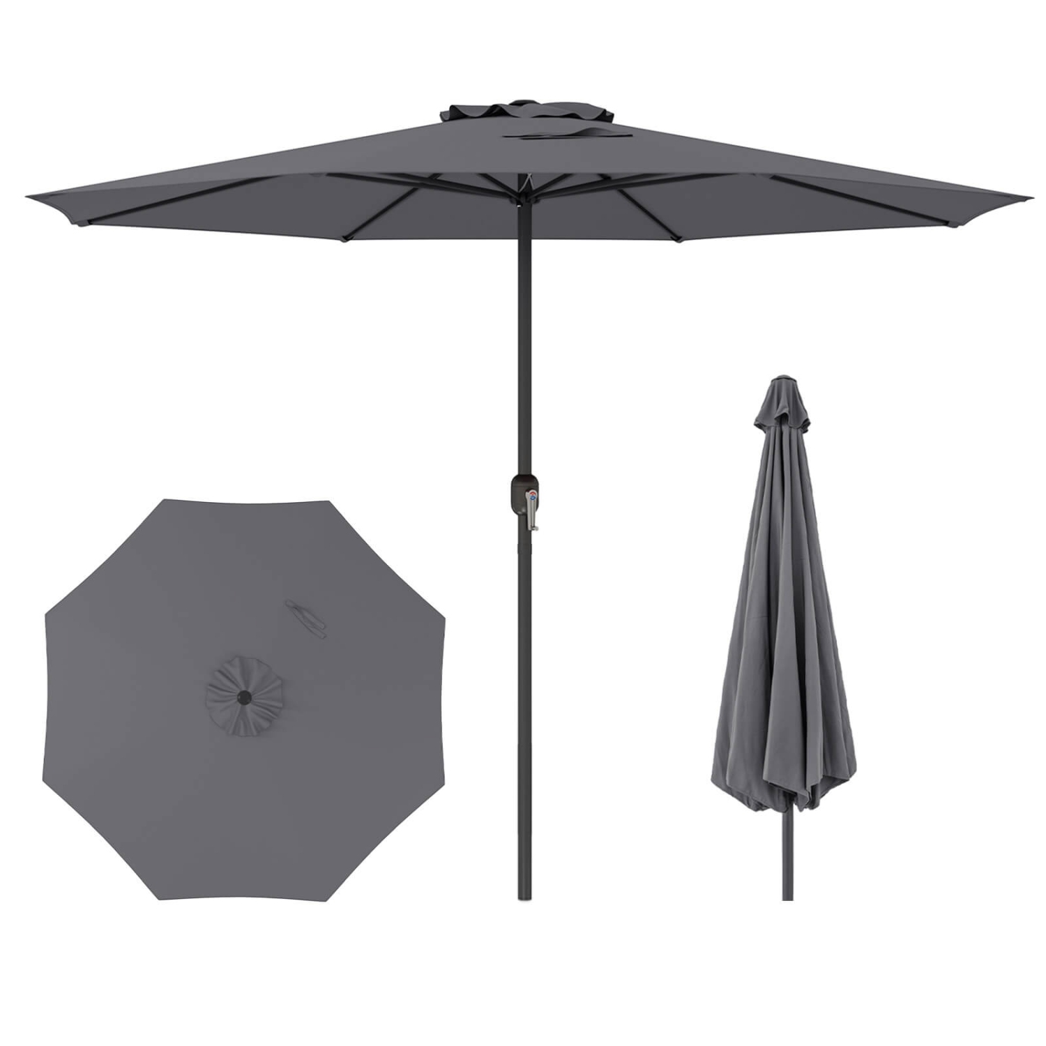 Costway 12 FT Patio Umbrella Outdoor Market Umbrella with Crank Handle 8 Sturdy Ribs