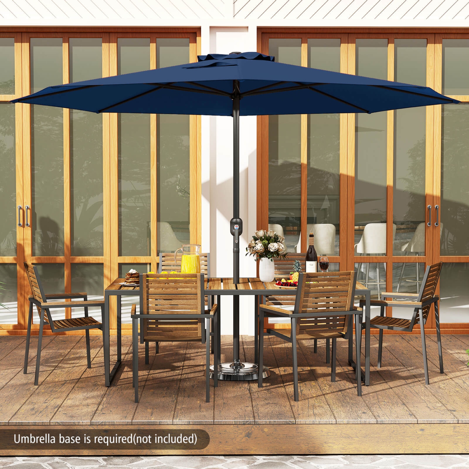 Costway 12 FT Patio Umbrella Outdoor Market Umbrella with Crank Handle 8 Sturdy Ribs