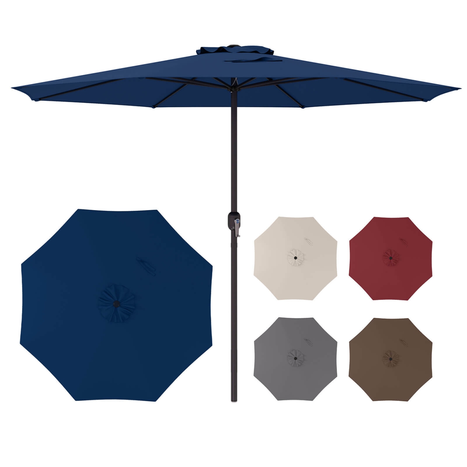 Costway 12 FT Patio Umbrella Outdoor Market Umbrella with Crank Handle 8 Sturdy Ribs