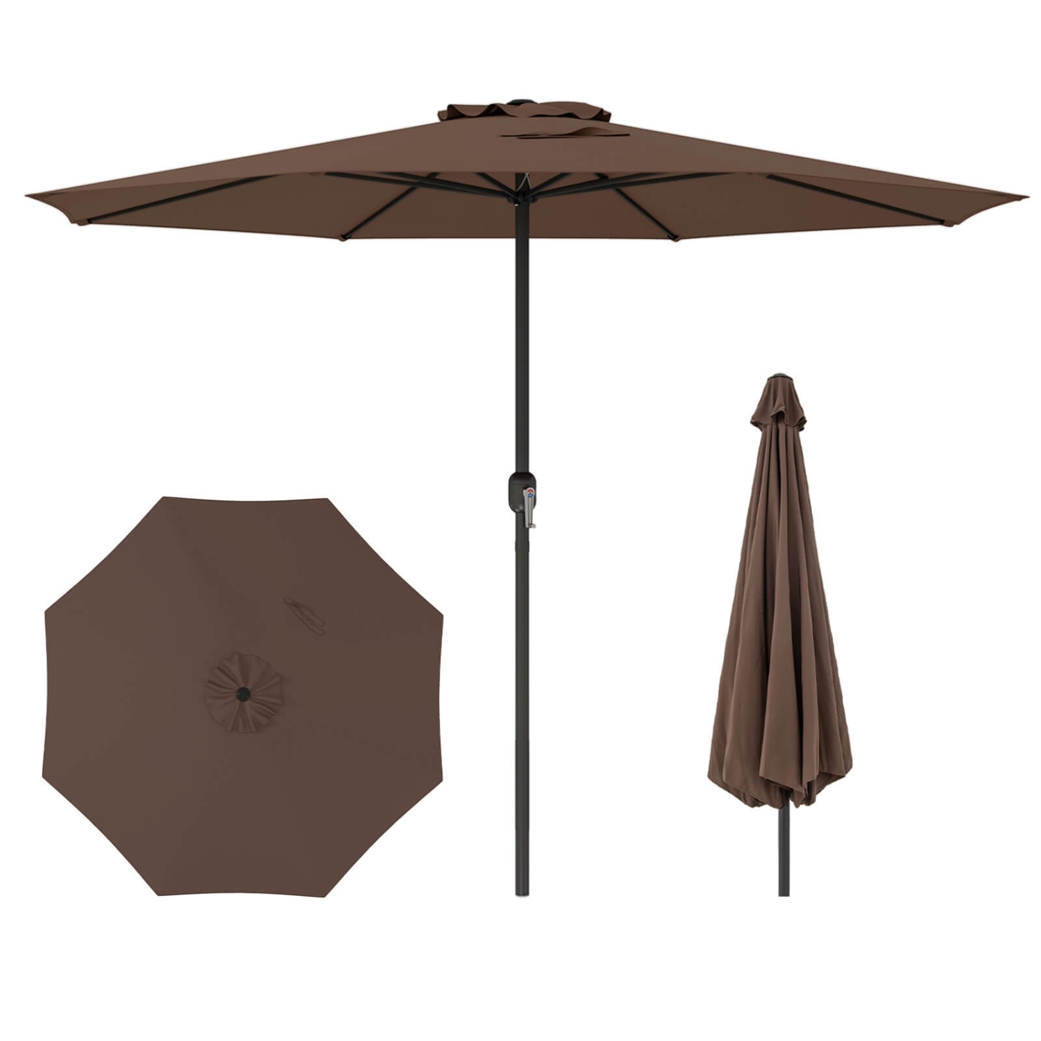 Costway 12 FT Patio Umbrella Outdoor Market Umbrella with Crank Handle 8 Sturdy Ribs