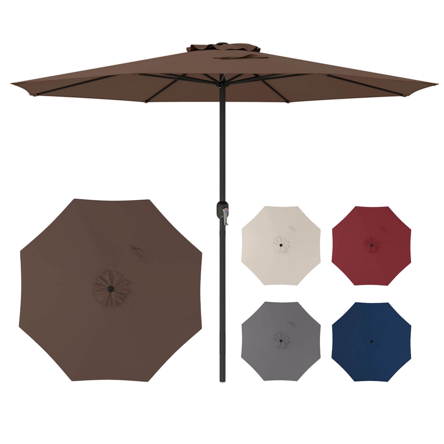 Costway 12 FT Patio Umbrella Outdoor Market Umbrella with Crank Handle 8 Sturdy Ribs