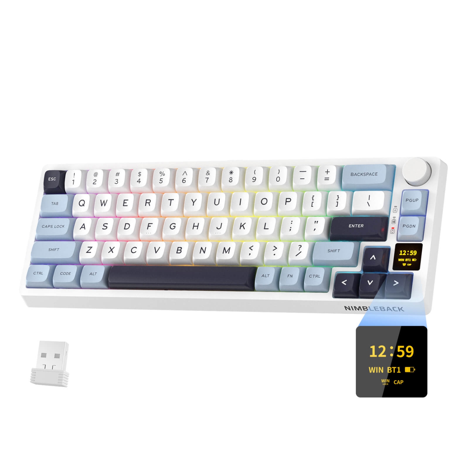 LTC Nimbleback NB682 PRO 65% Wireless Mechanical Keyboard – RGB, Display Screen, Volume Knob, Hot-Swap PCB