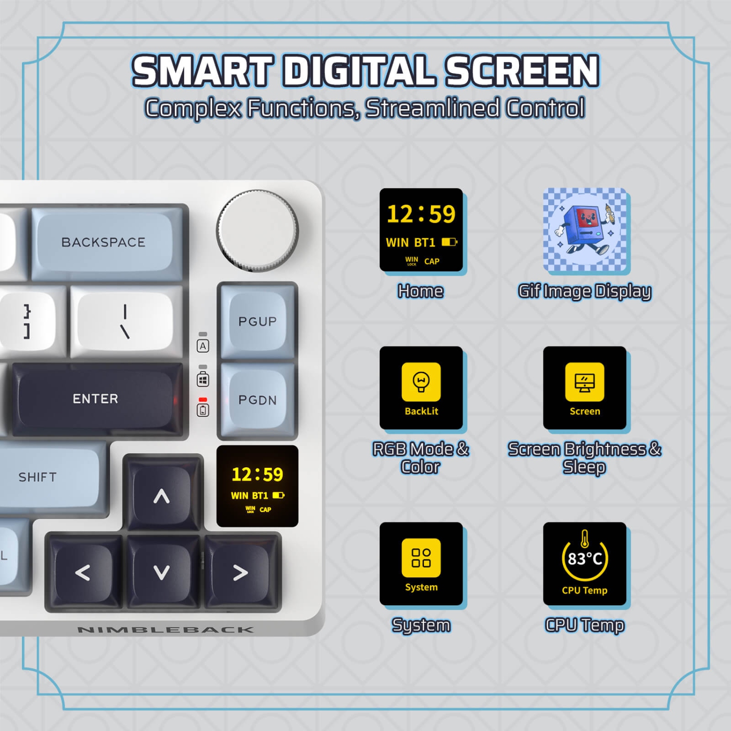 LTC Nimbleback NB682 PRO 65% Wireless Mechanical Keyboard – RGB, Display Screen, Volume Knob, Hot-Swap PCB