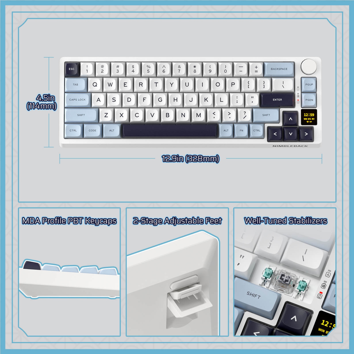 LTC Nimbleback NB682 PRO 65% Wireless Mechanical Keyboard – RGB, Display Screen, Volume Knob, Hot-Swap PCB