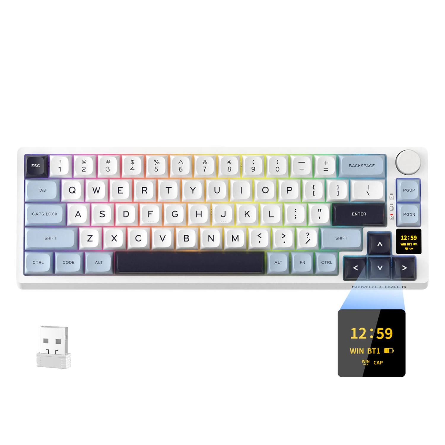 LTC Nimbleback NB682 PRO 65% Wireless Mechanical Keyboard – RGB, Display Screen, Volume Knob, Hot-Swap PCB