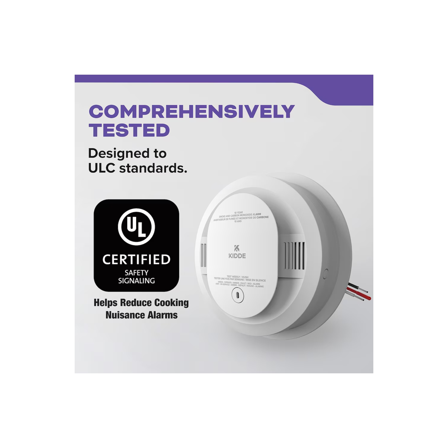 Détecteur de fumée et de monoxyde de carbone/alerte vocale/batterie de secours 10 ans de Kidde