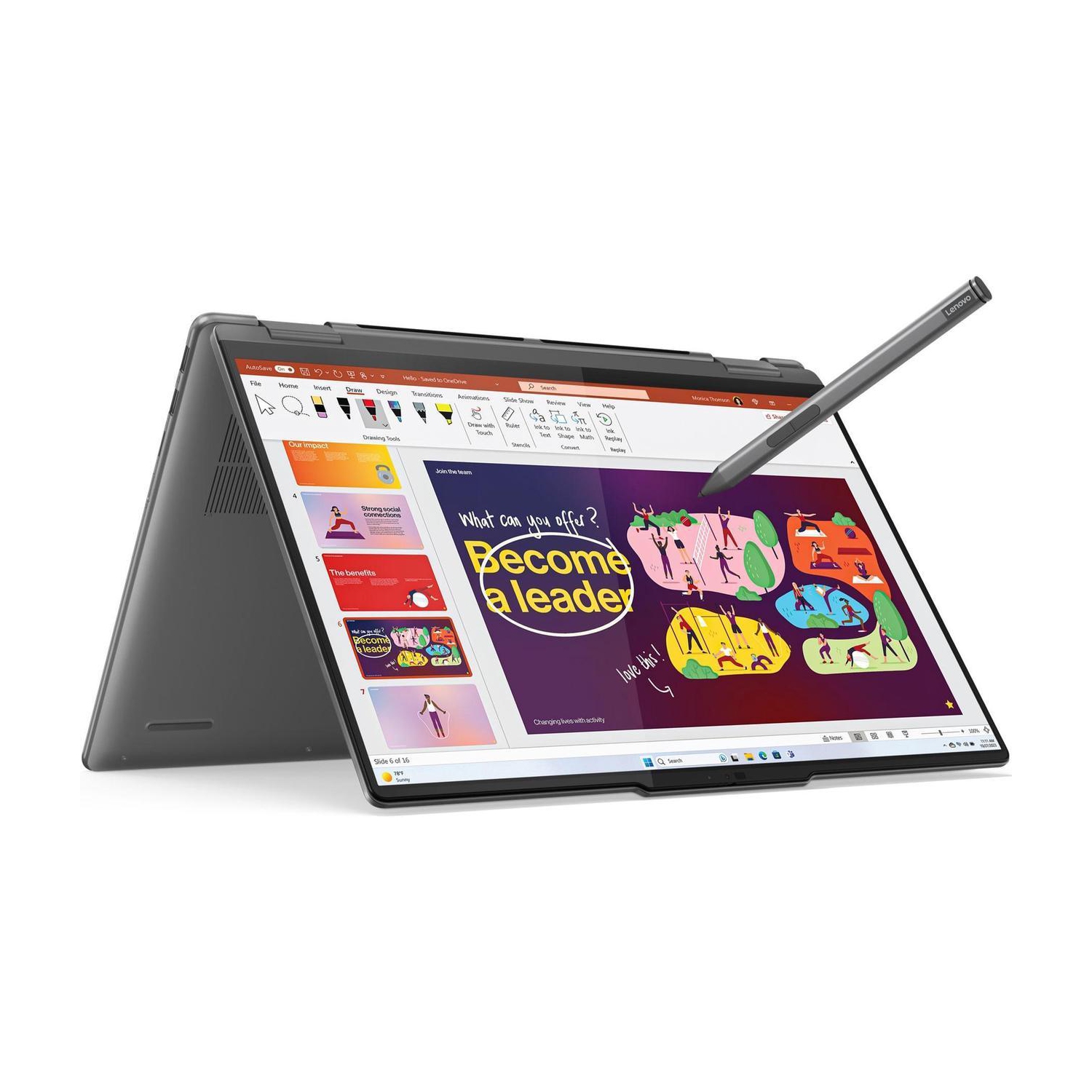 Remis à neuf - Portable 2-en-1 Yoga 7 2-en-1 16&nbsp;po 16IML9 de Lenovo - Gris tempête (IntelMD Core MC Ultra 7 155U/SSD 1&nbsp;To/RAM