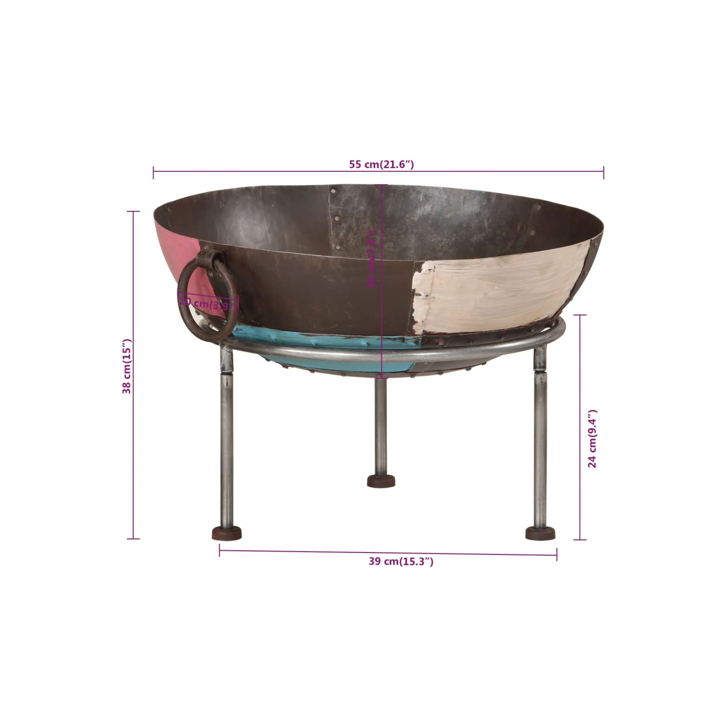 vidaXL Fire Pit 55x55x38 cm Iron