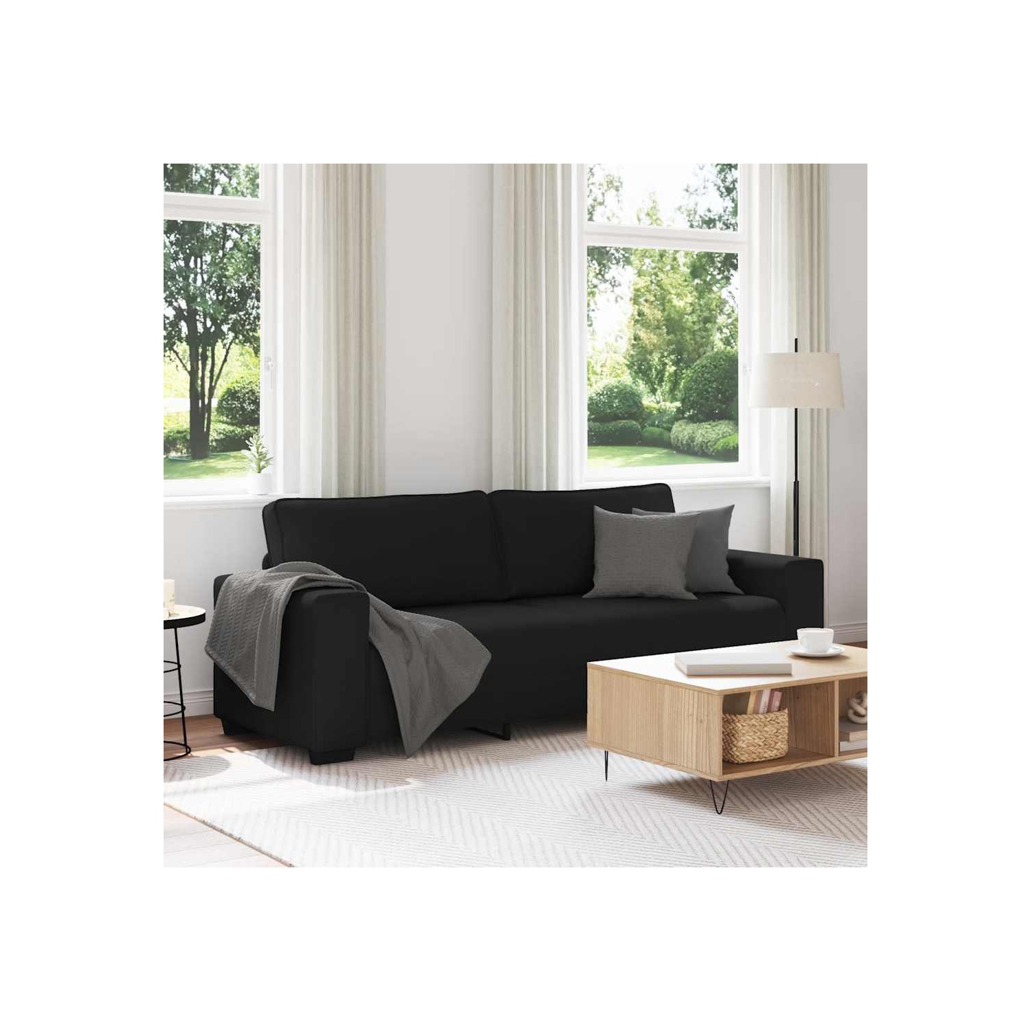 Canapé 3 places&nbsp;en tissu 180&nbsp;cm noir vidaXL