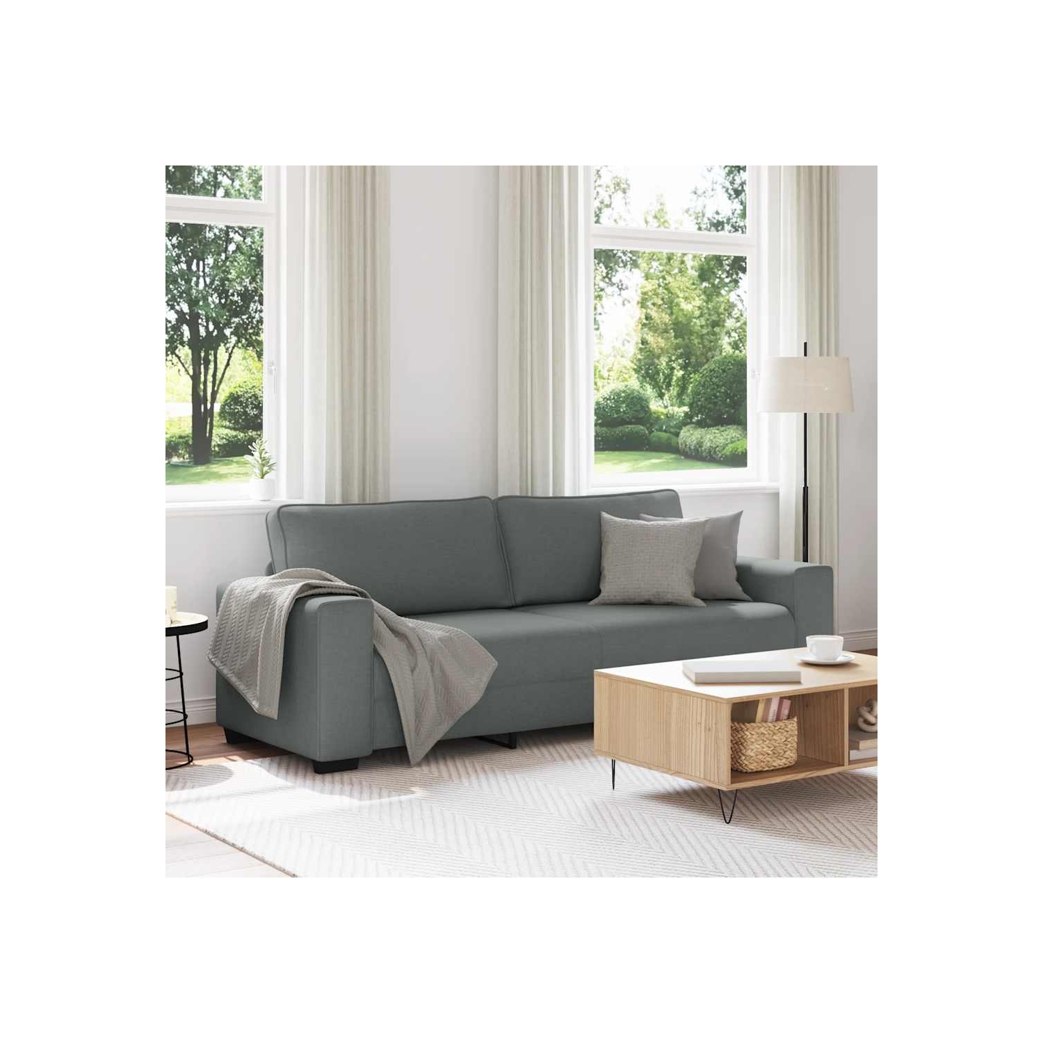 Canapé 3 places&nbsp;en tissu 180&nbsp;cm gris foncé vidaXL