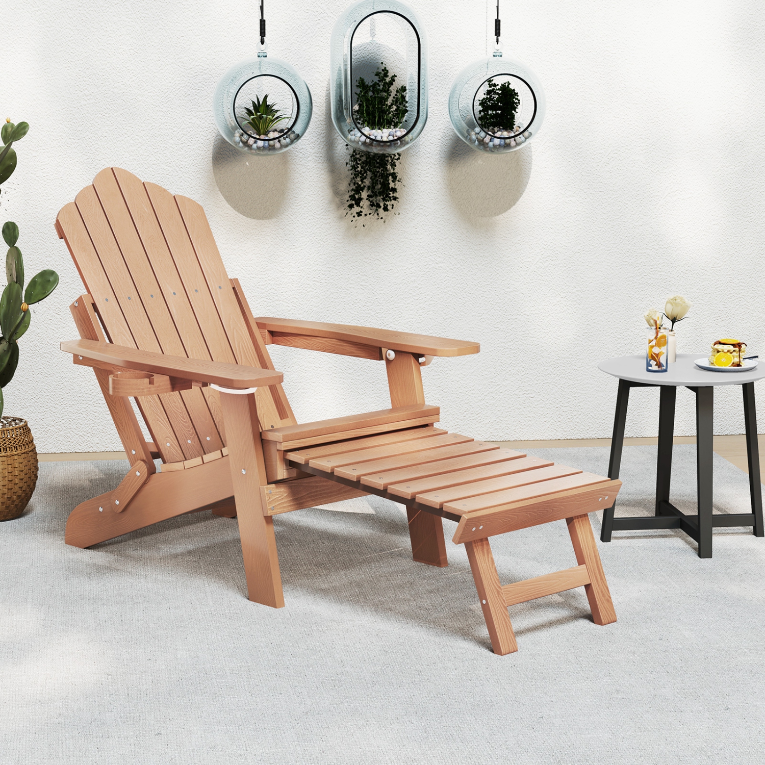 Gymax 2 PCS Folding Adirondack Chair HIPS Fire Pit Chair w/ Adjustable Backrest