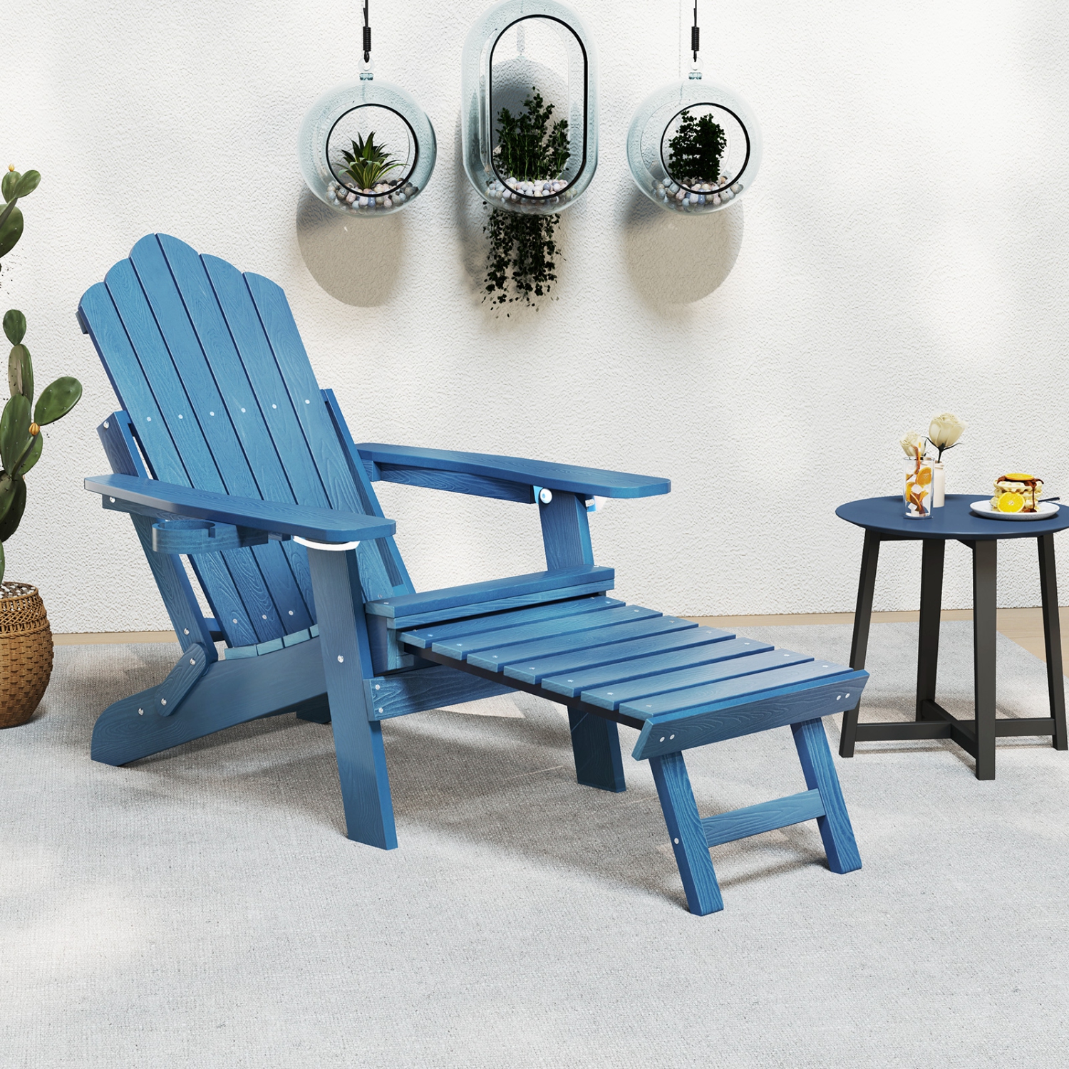 Gymax 2 PCS Folding Adirondack Chair HIPS Fire Pit Chair w/ Adjustable Backrest