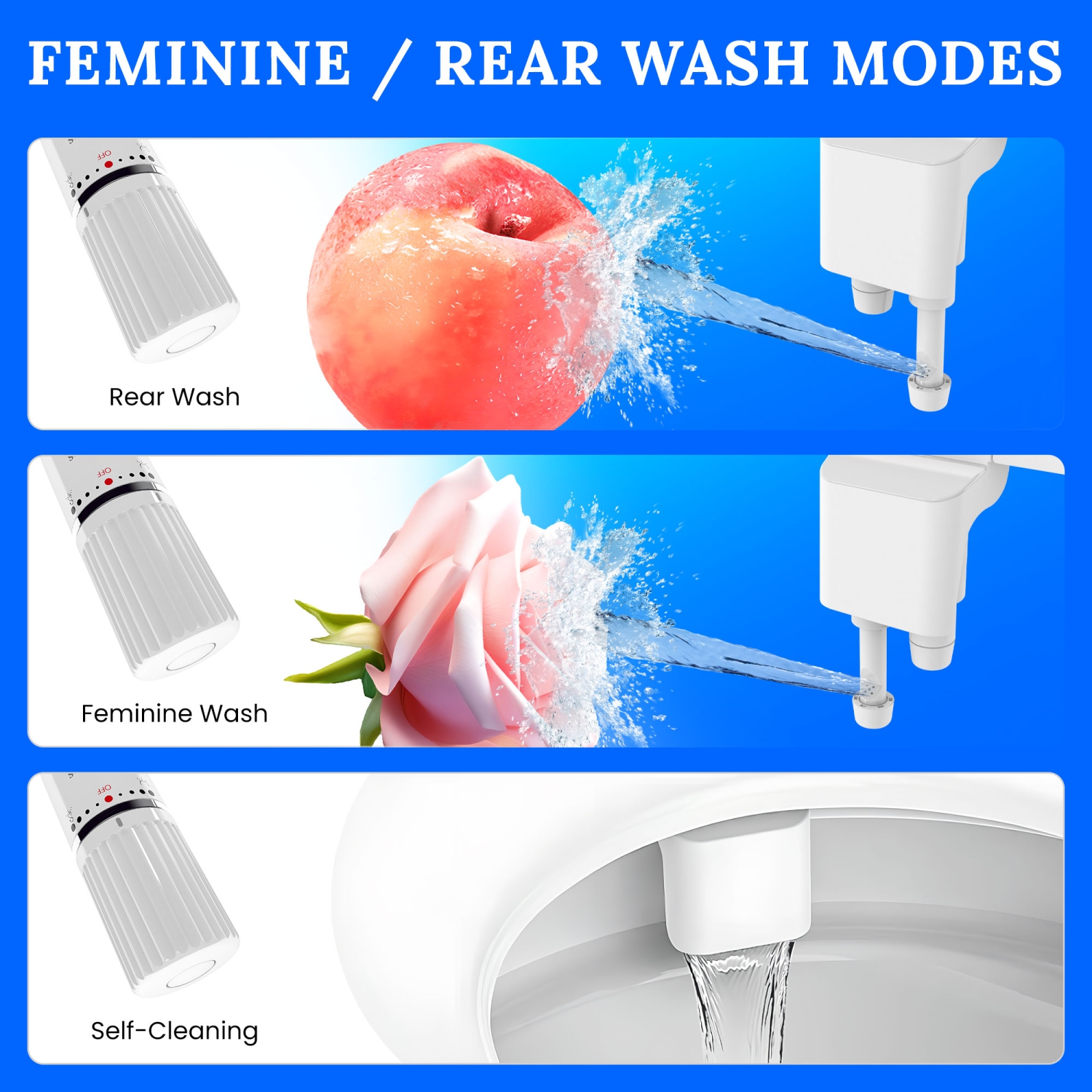 Accessoire de bidet ultra-mince à deux buses – Pression d'eau froide réglable, acier inoxydable, amélioration de l'hygiène, bidet non électrique