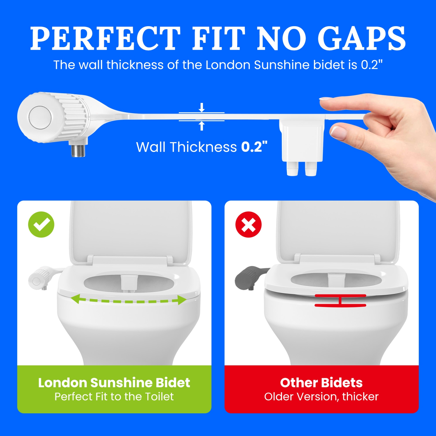 Accessoire de bidet ultra-mince à deux buses – Pression d'eau froide réglable, acier inoxydable, amélioration de l'hygiène, bidet non électrique