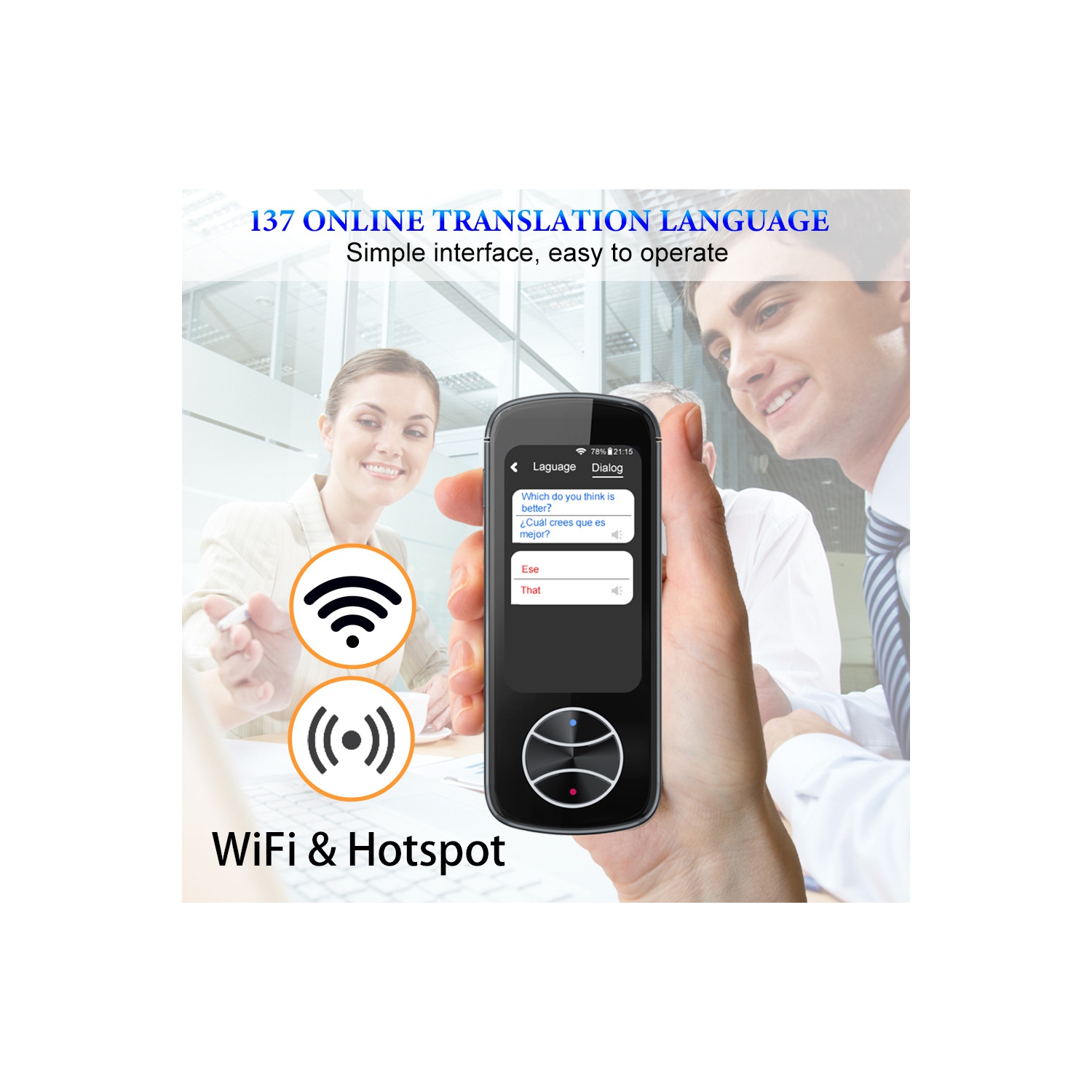 Traducteur vocal intelligent WiFi Translator avec traducteur de photos hors ligne