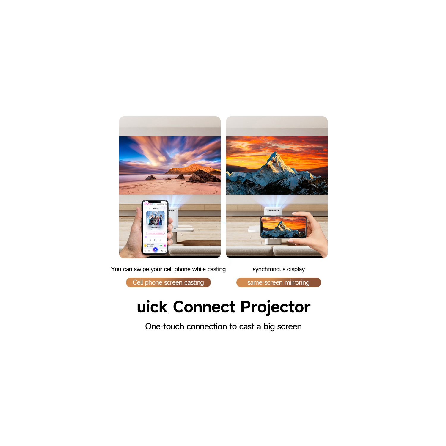 Cinéma maison HD Le projecteur intelligent portatif intelligent prend en charge le projecteur vidéo LCD 4K pour le cinéma maison