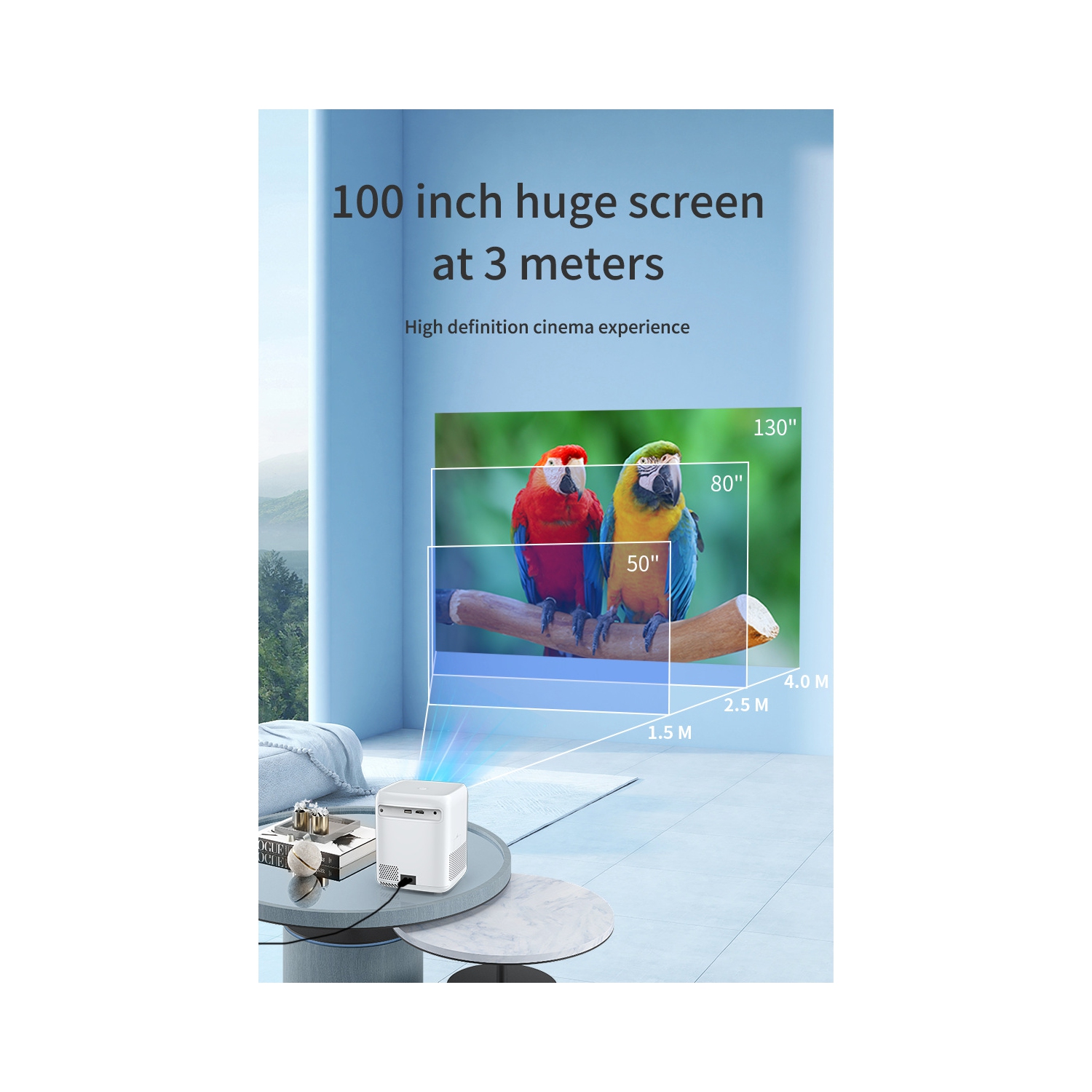 Cinéma maison HD Le projecteur intelligent portatif intelligent prend en charge le projecteur vidéo LCD 4K pour le cinéma maison