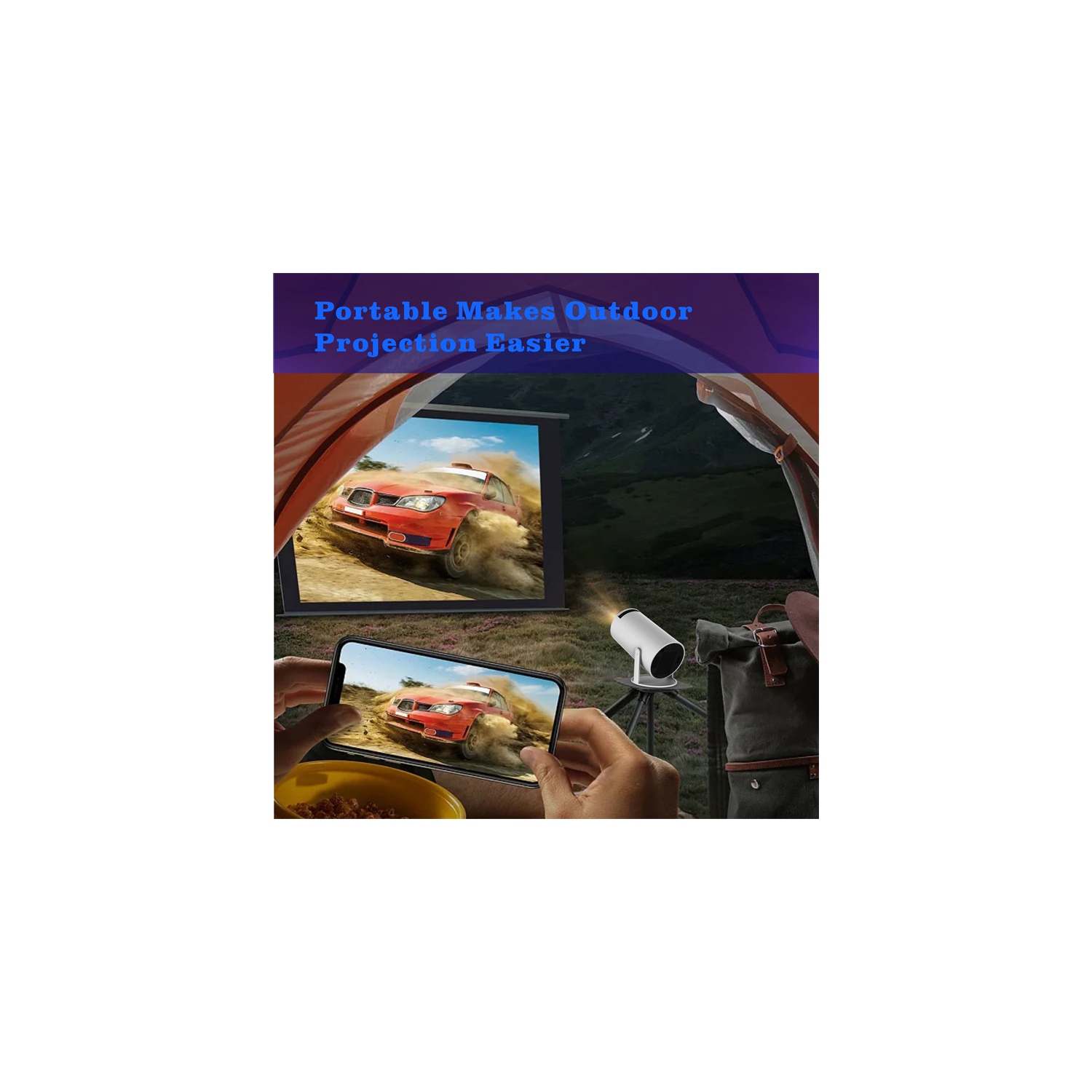 Projecteur intelligent Wi-Fi avec prise en charge Bluetooth HD Projecteur vidéo 4K Android Auto Keystone Projecteur portatif d'extérieur pour la