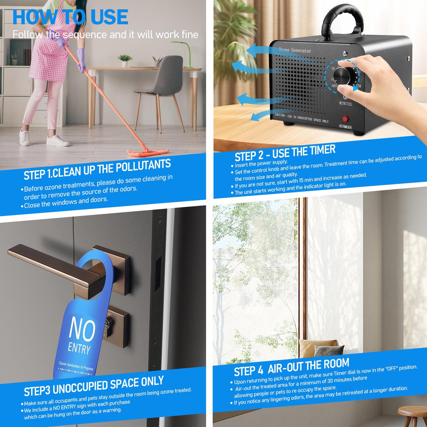 Déodorant pour purificateur d'air industriel O3 11000&nbsp;mg/H de génération d'ozone