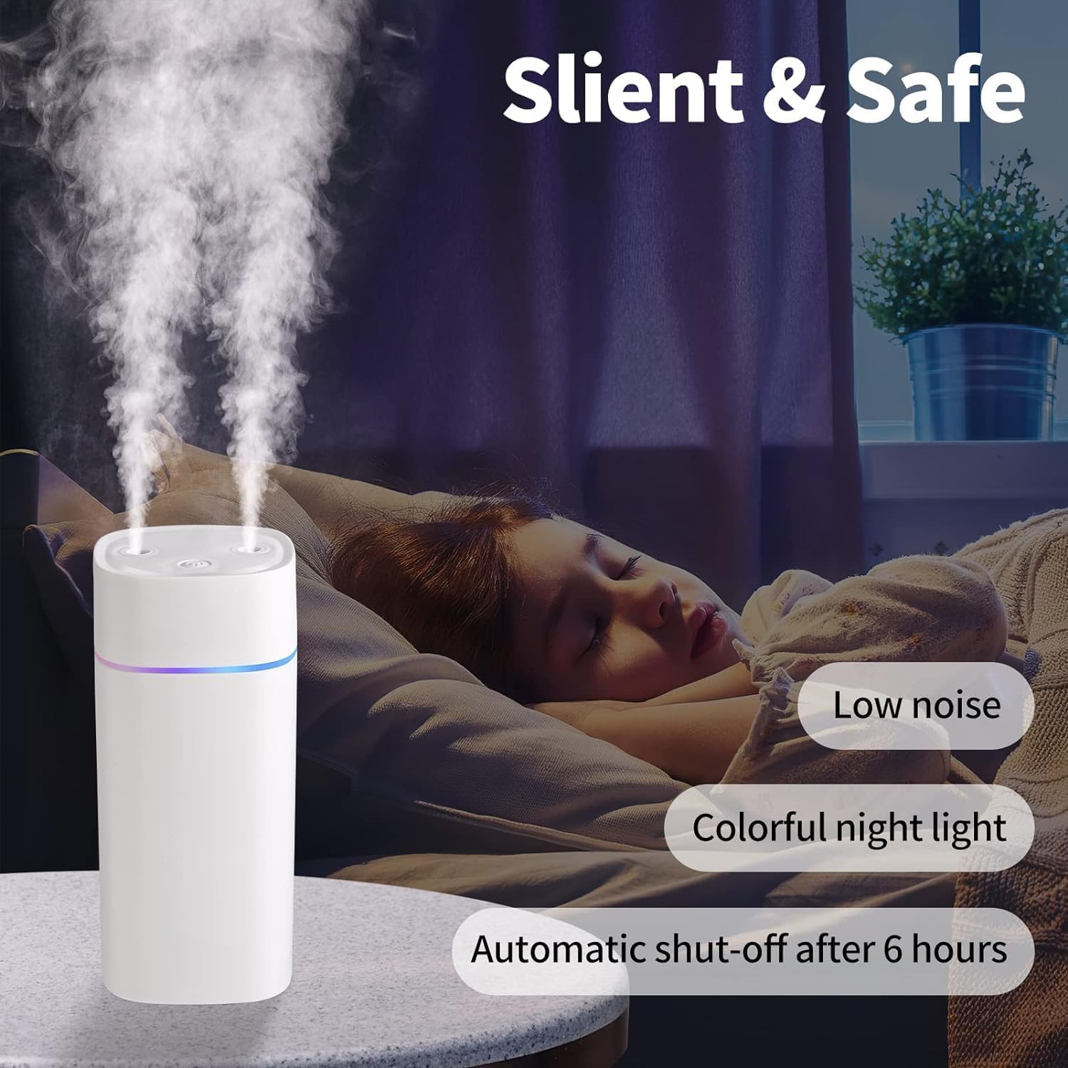 Humidifier for Plants Double Spray,Small Humidifier for Office Bedroom Desk,Portable Humidifier for Car,Auto Shut-Off