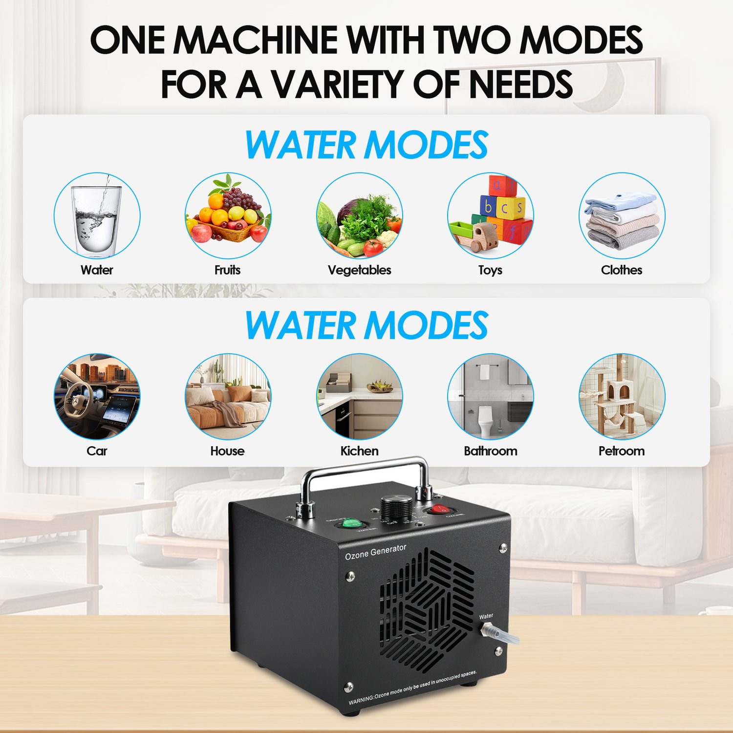 Ozone Generator Water & Air Sterilization Purification Machine 30000mg/h Ozone Machine for Car Home Smoke Pet Odor