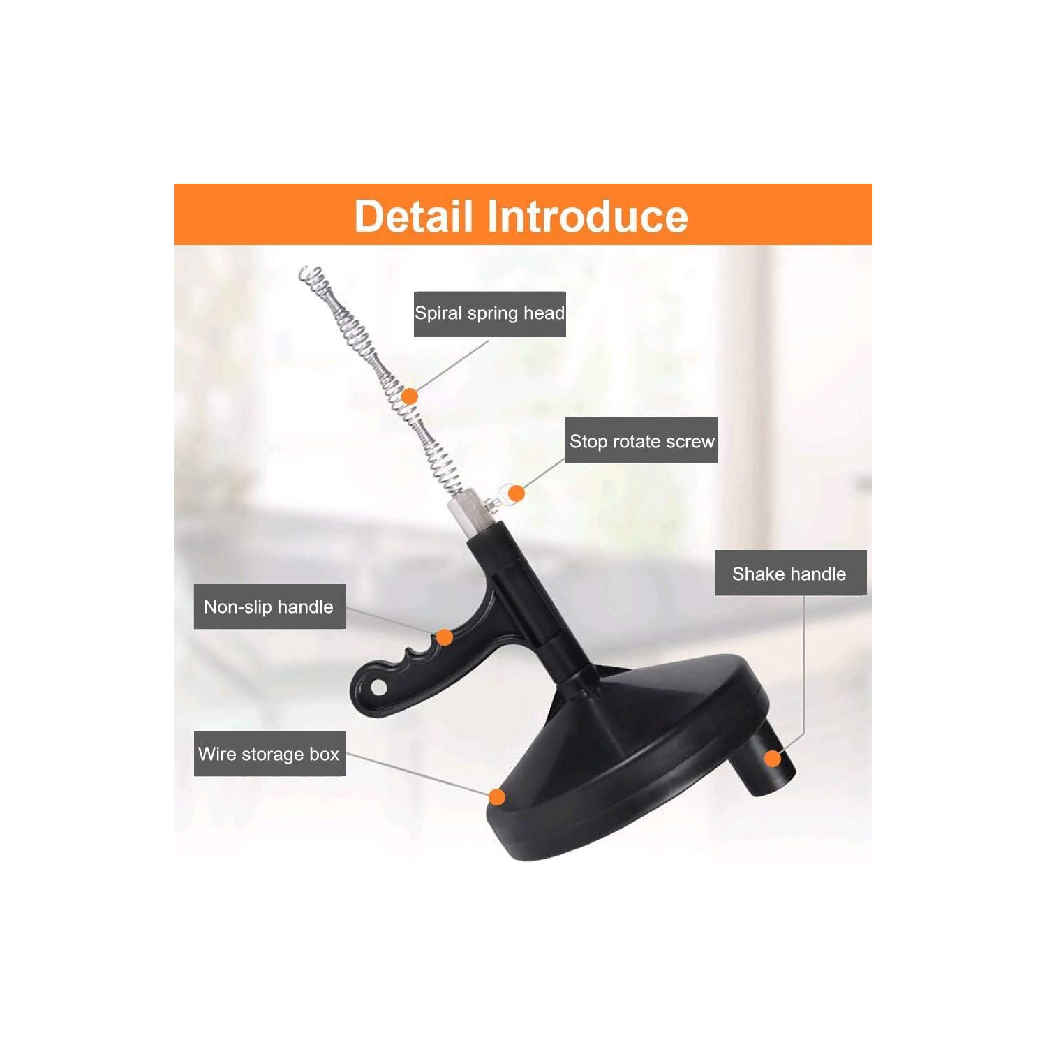 Drain Auger 25Ft Plumbing Snake,Drain Clog Remove Tool,Flexible Drain Auger Hair Clog Remover for Kitchen Bathroom Bathtub Sink