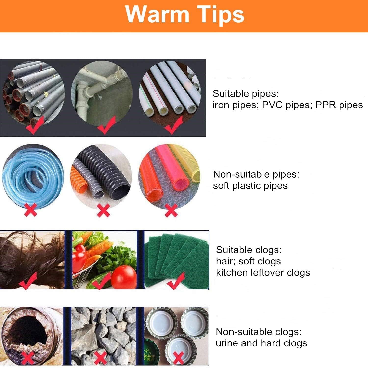 Drain Auger 25Ft Plumbing Snake,Drain Clog Remove Tool,Flexible Drain Auger Hair Clog Remover for Kitchen Bathroom Bathtub Sink