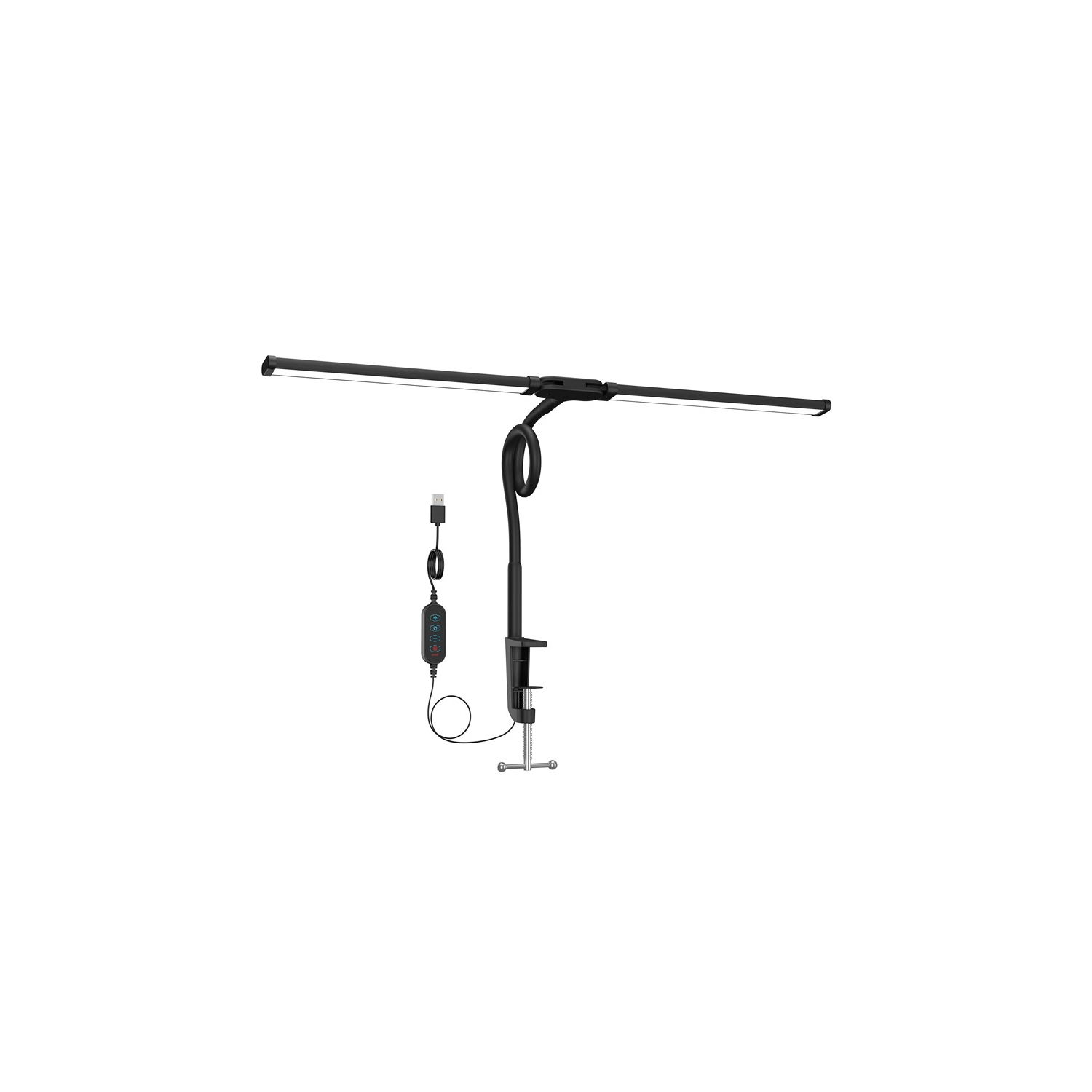 LED Desk Lamp for Home Office,Dual Head Task Lamp with Clamp,Desktop PC Monitor Light Bar,Adjustable Gooseneck Desk Light for Work Study