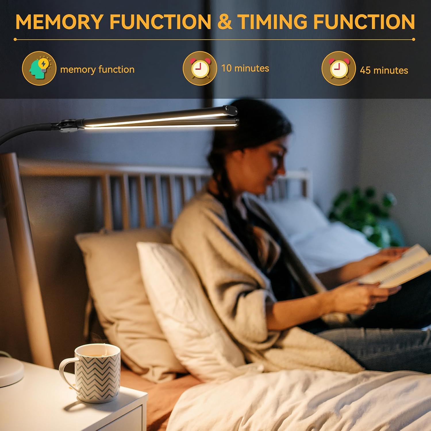 LED Desk Lamp for Home Office,Dual Head Task Lamp with Clamp,Desktop PC Monitor Light Bar,Adjustable Gooseneck Desk Light for Work Study