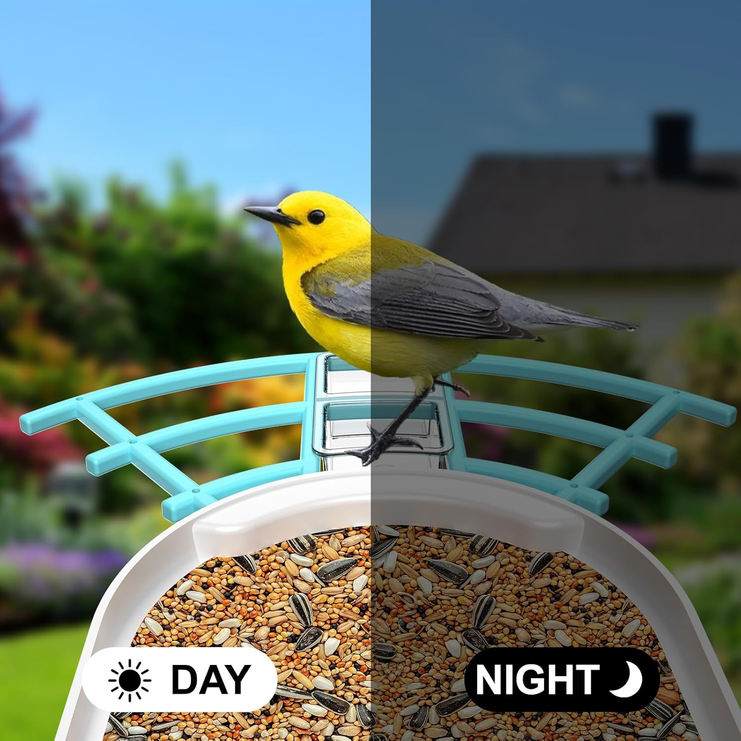 Mangeoire intelligente avec caméra AI Identification des espèces d'oiseaux, Capture automatique des vidéos d'oiseaux, Vue en direct, Cabane à oiseaux