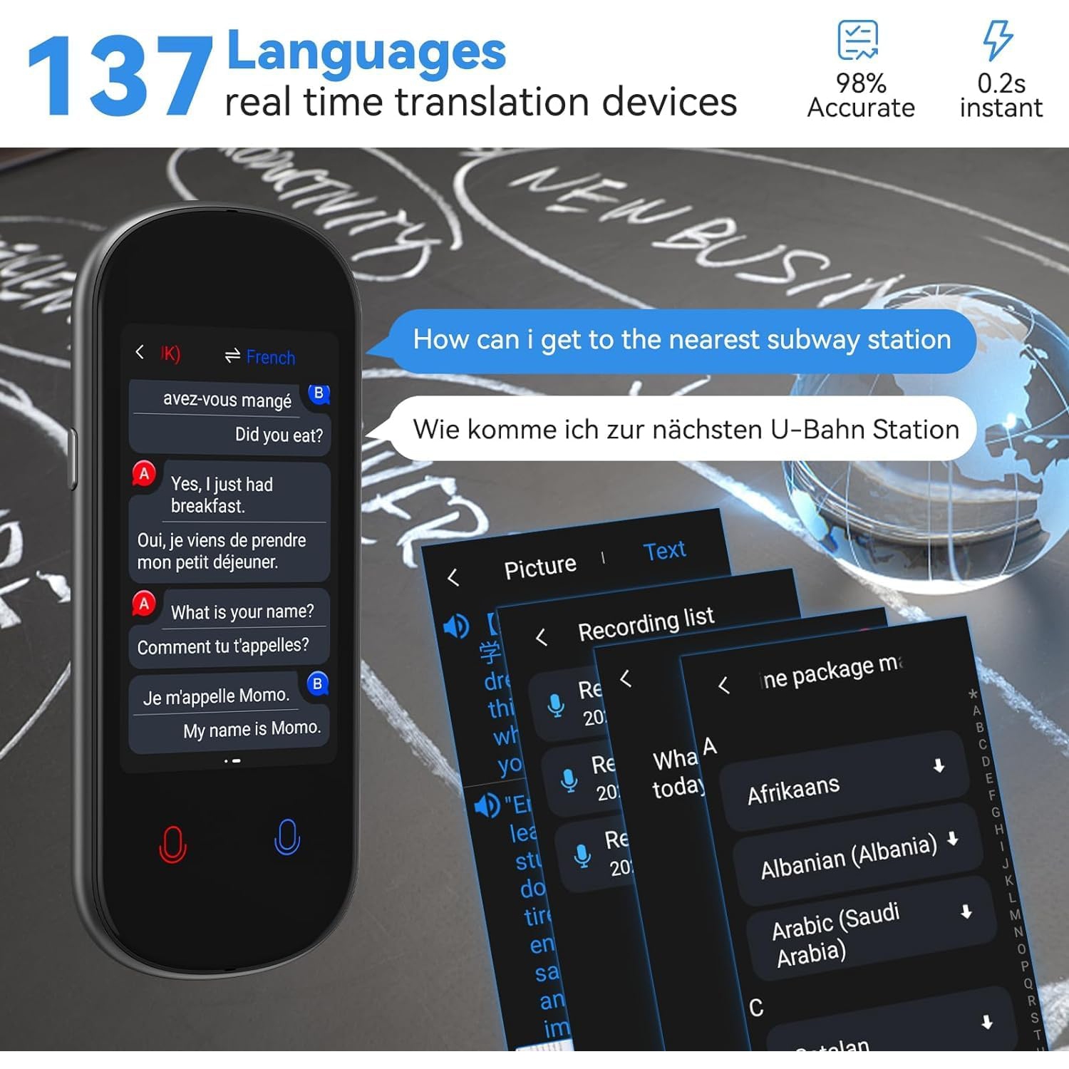 Dispositif de traduction en ligne 138 langues bidirectionnel hors ligne