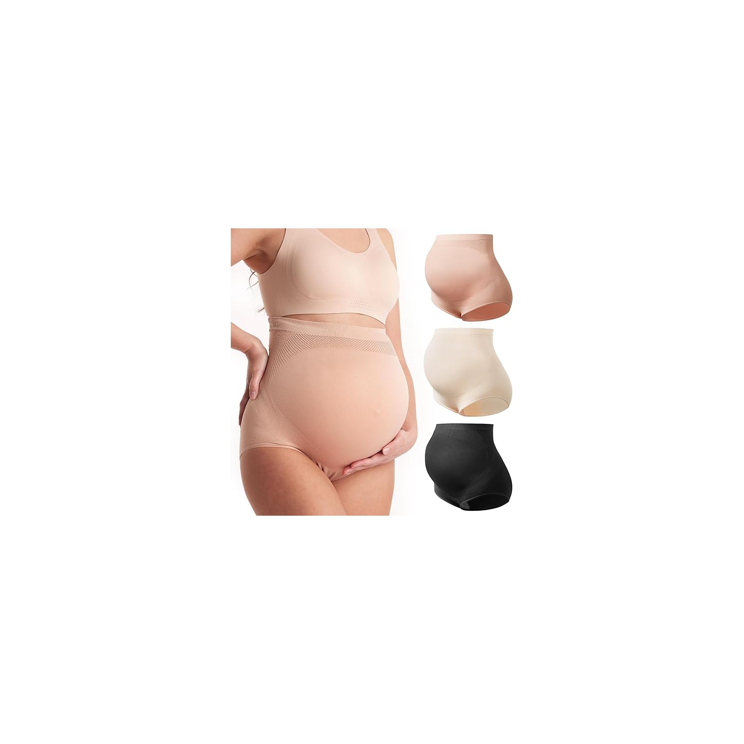 Momcozy Women's Maternity High Waist Underwear Pregnancy Soft Seamless Maternity Underwear Over Bump