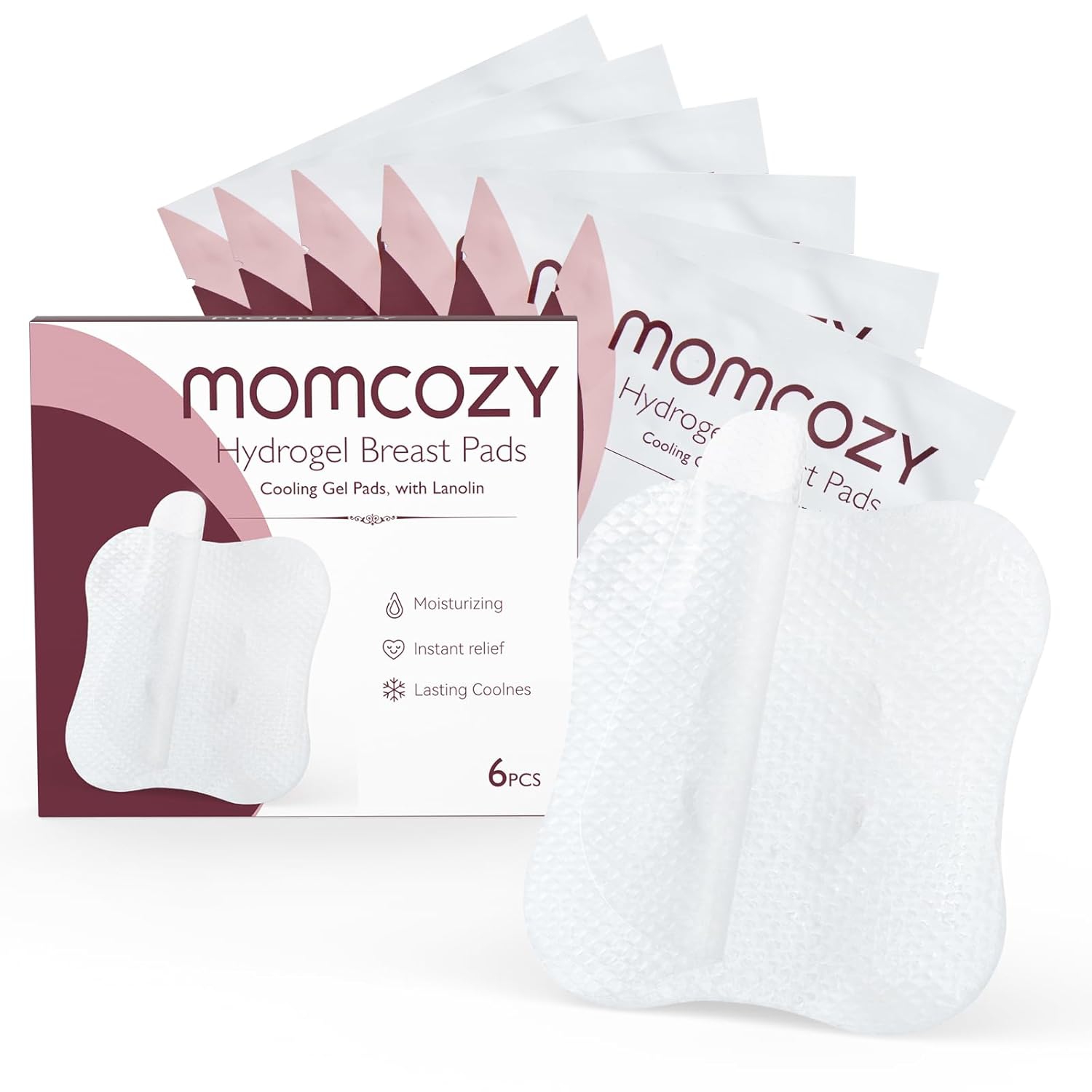 Momcozy Hydrogel Nipple Pads with Soothing Lanolin, Soothies Gel Nursing Pads Provide Instant Cooling Relief, Breastfeeding Essentials