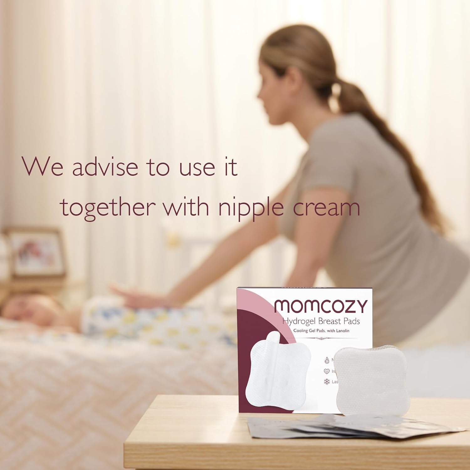 Les tétines Hydrogel de Momcozy avec lanoline apaisante et coussinets d'allaitement en gel Soothies procurent un soulagement rafraîchissant