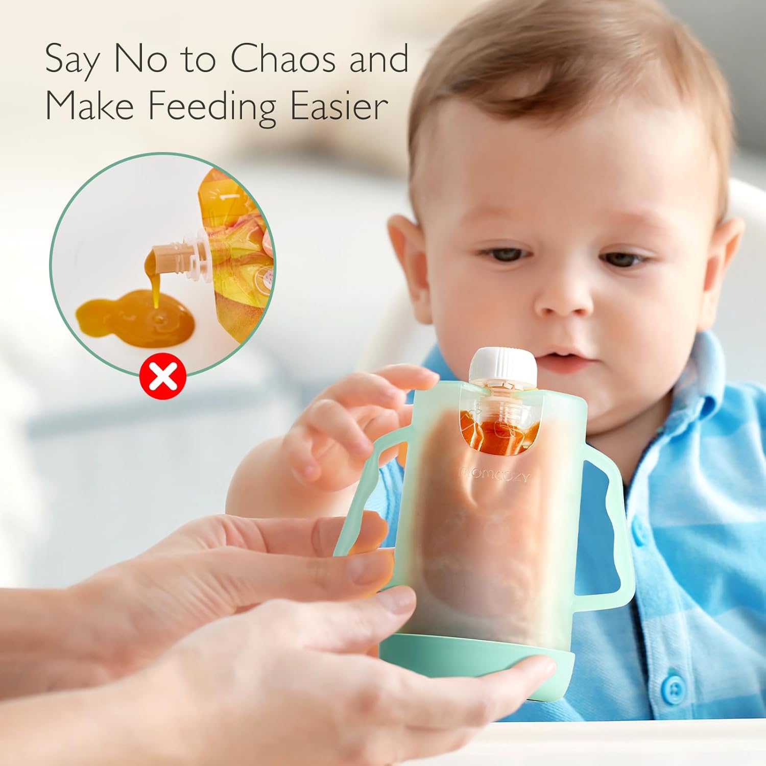 Momcozy Squeeze Pouch Holder for Food Pouches and Drink Boxes, Baby Pouch Holder Allows Baby to Self-feed and Avoid Messes, Baby Food Pouch Holder
