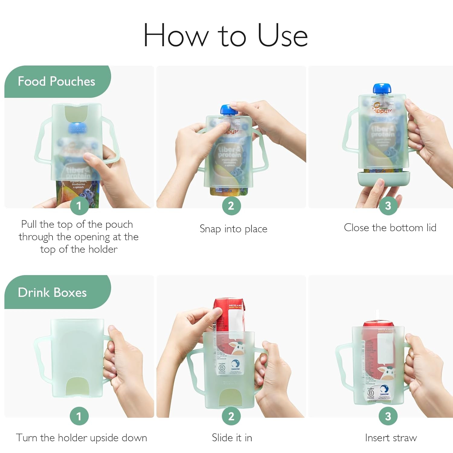 Momcozy Squeeze Pouch Holder for Food Pouches and Drink Boxes, Baby Pouch Holder Allows Baby to Self-feed and Avoid Messes, Baby Food Pouch Holder