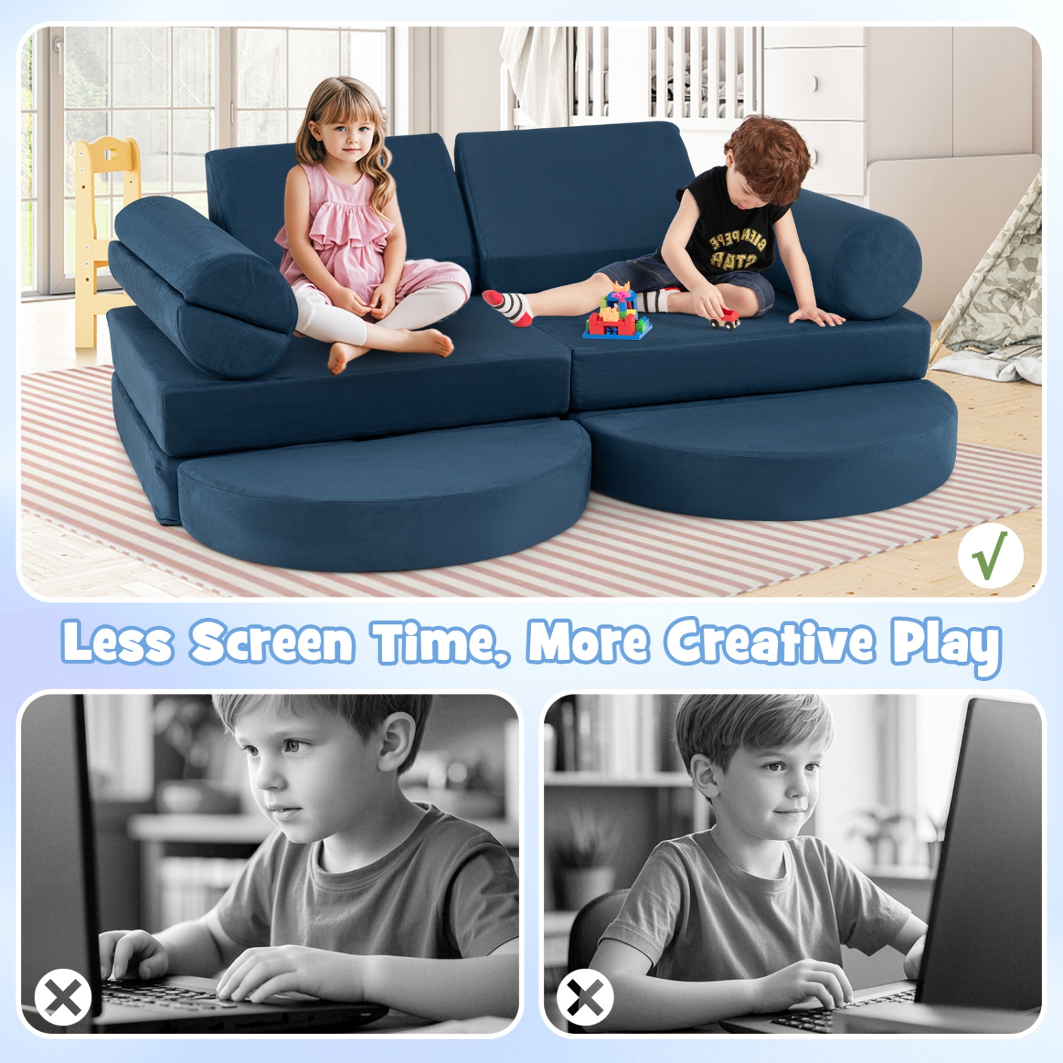 Gymax 13 PCS Modular Kids Play Couch Versatile Toddler Sectional Sofa Set