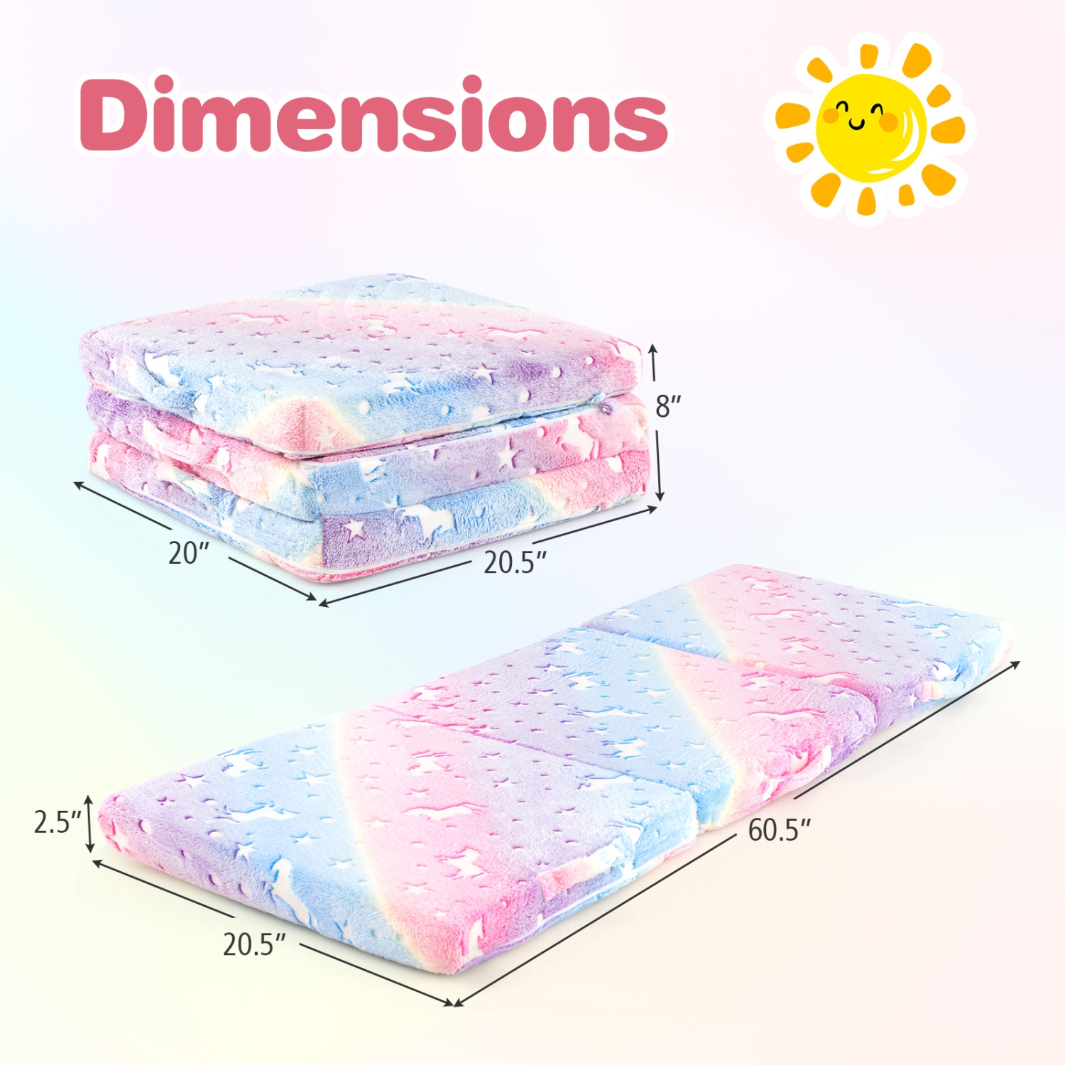 Gymax Foldable Floor Mattress for Kids Glow in the Dark Toddler Nap Mat Tri-Folding