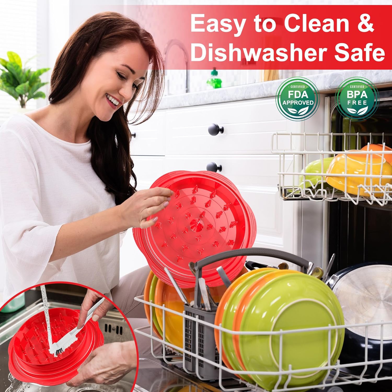 Déchiqueteur de poulet grand format avec brosse et fourchette, déchiqueteuse à viande visible, bande antidérapante robuste, poignée ergonomique, sans