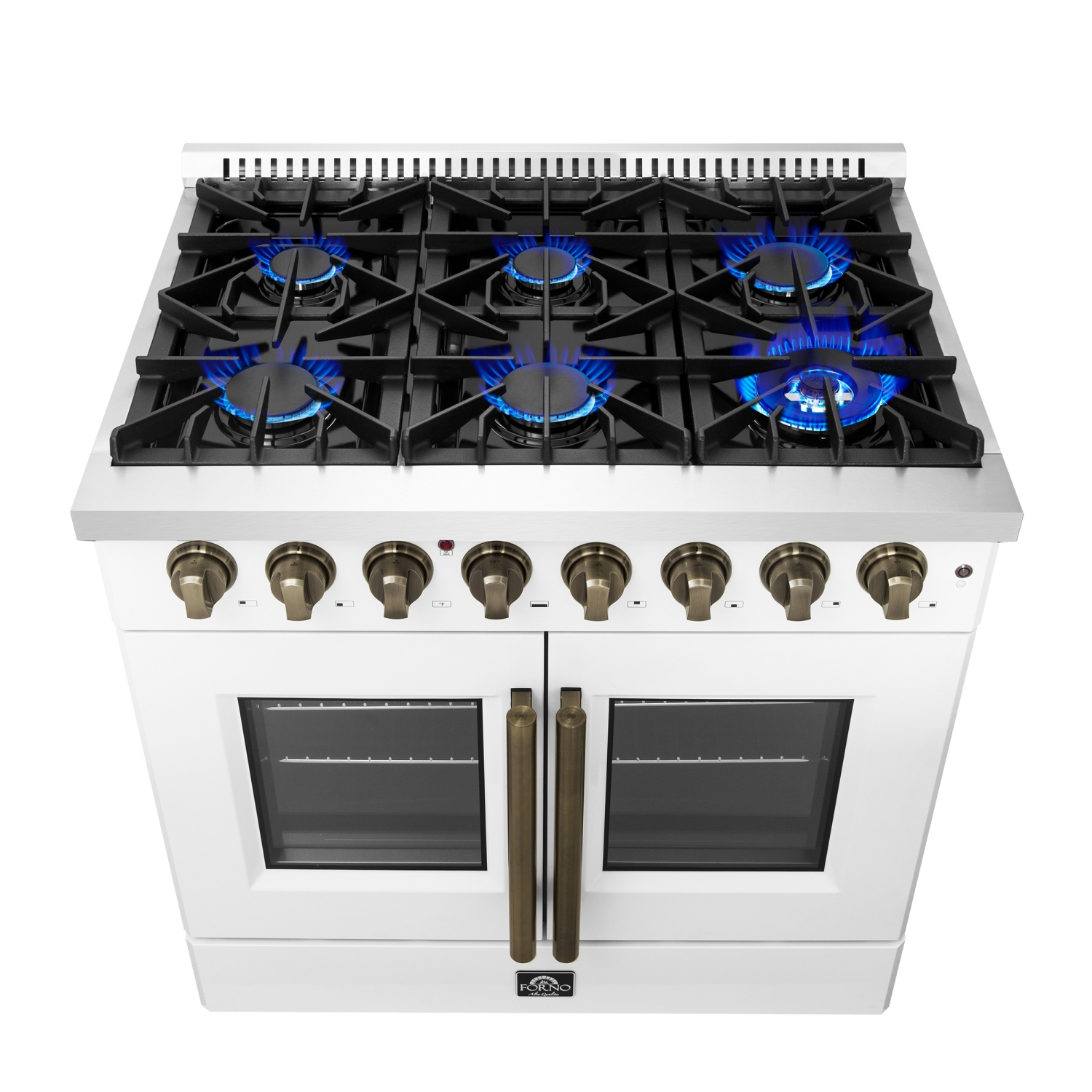 Cuisinière autonome deux portes biénergie de 36&nbsp;po Galiano de Forno – Blanc