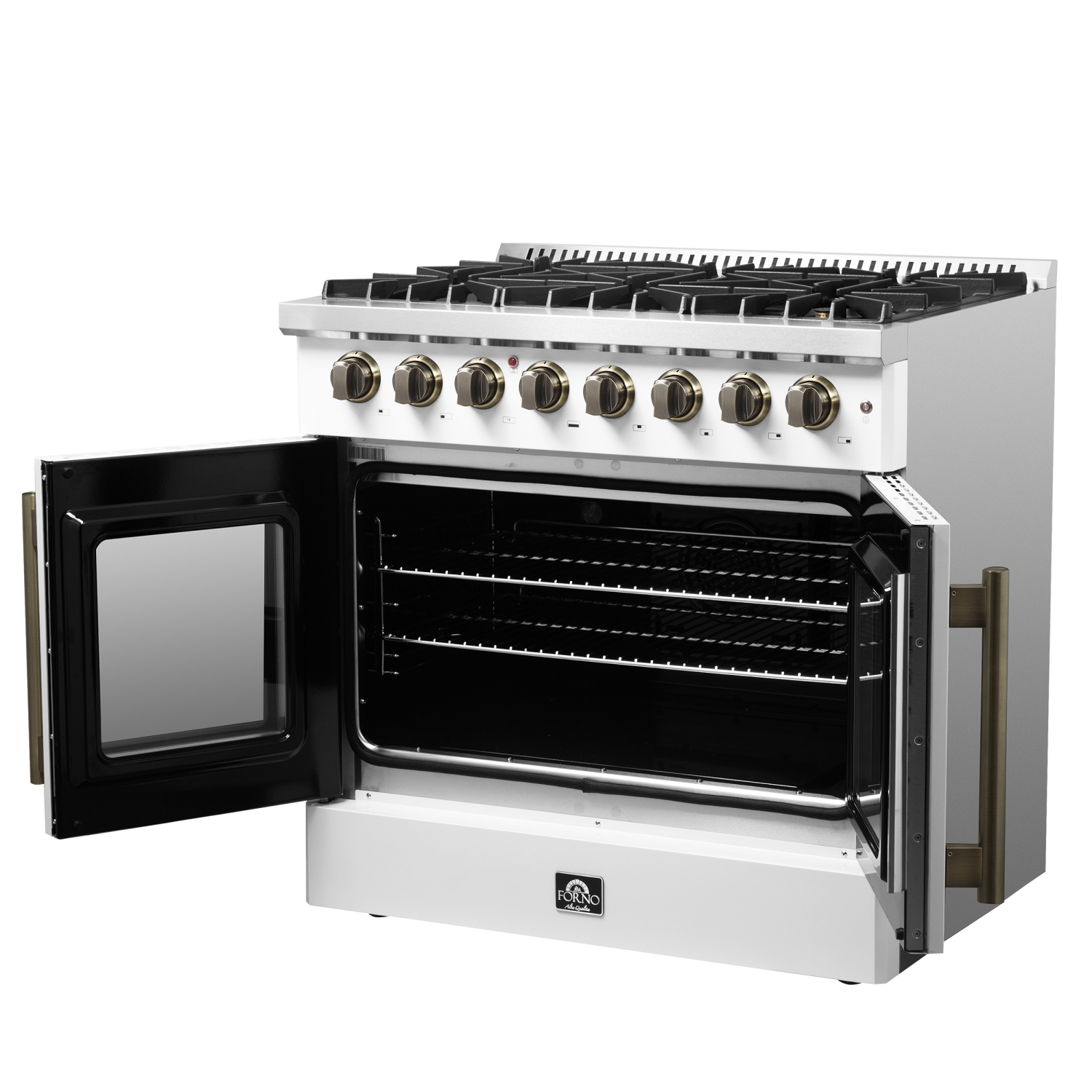 Cuisinière autonome deux portes biénergie de 36&nbsp;po Galiano de Forno – Blanc