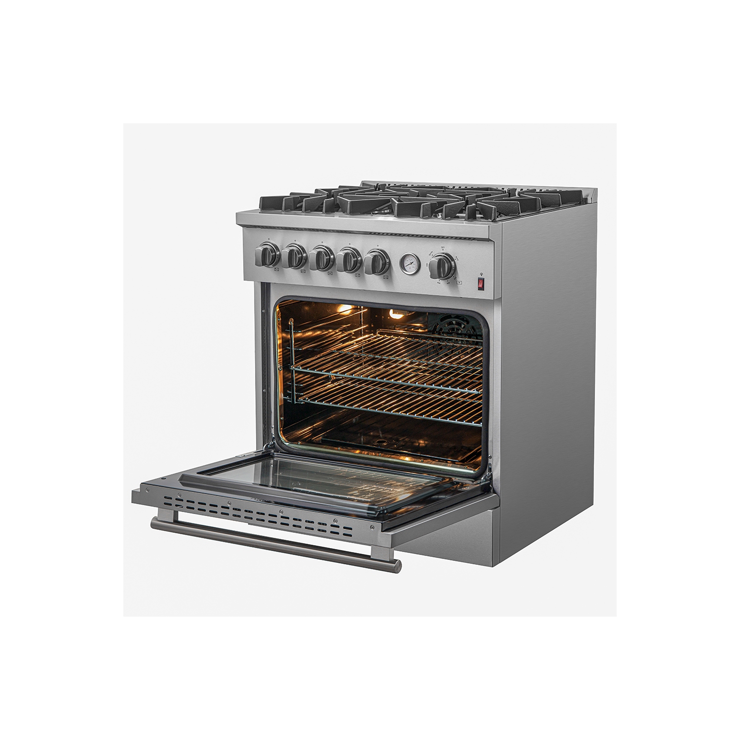 FORNO Giovanni 30-inch Gas Range Stainless Steel, 5 Burners 67,000 BTU, 4.32 cu.ft. Convection Oven