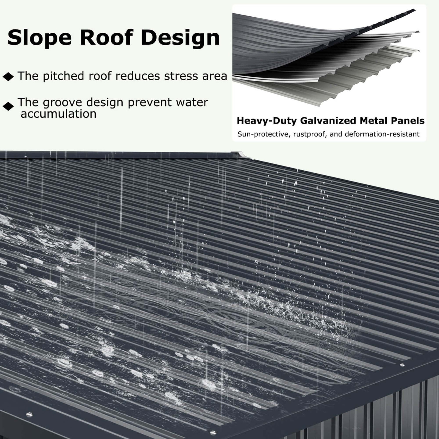 Costway 12 x 9.8 FT Outdoor Storage Shed All-Weather & Rustproof Galvanized Metal