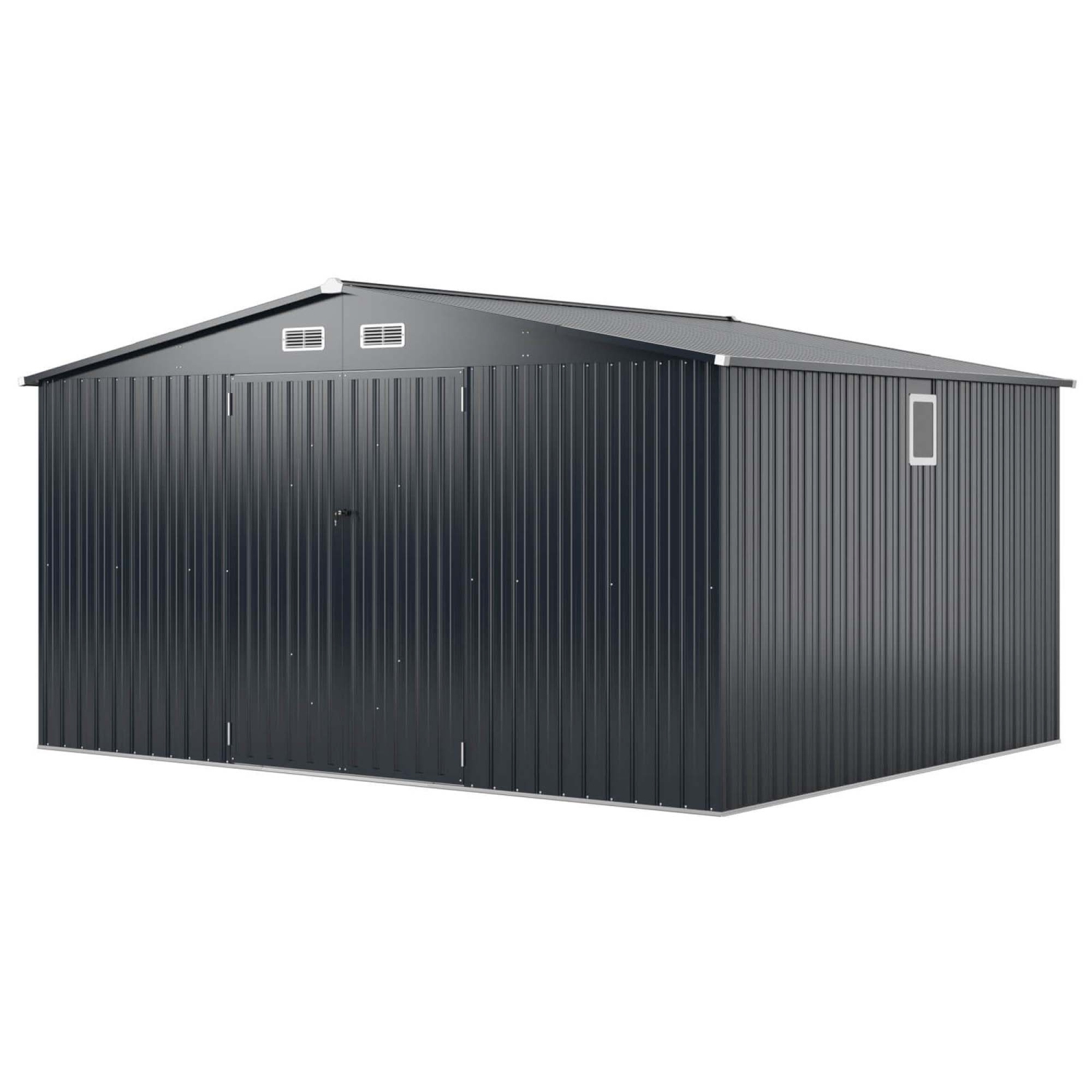 Costway 12 x 9.8 FT Outdoor Storage Shed All-Weather & Rustproof Galvanized Metal