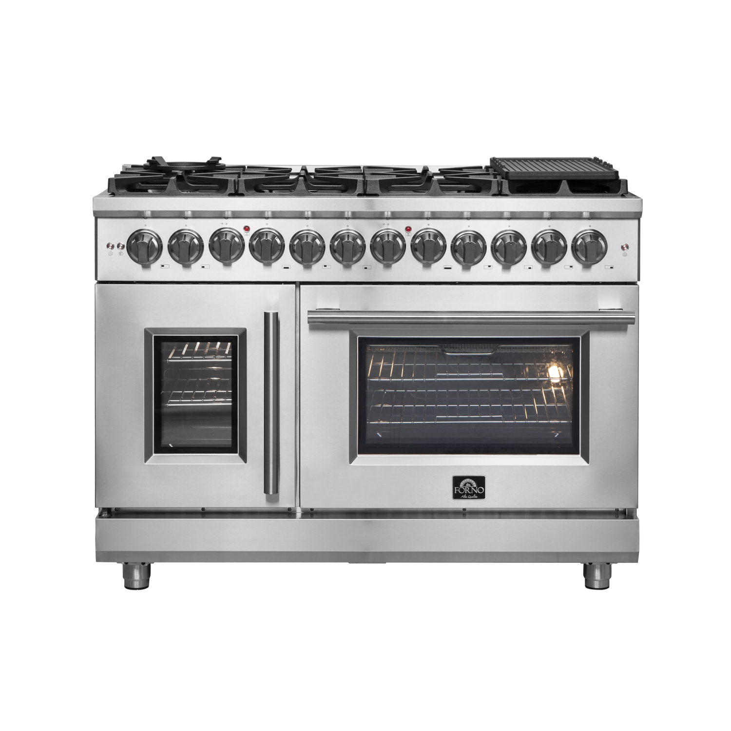 Forno Massimo – Cuisinière biénergie à deux portes de 48&nbsp;po, 8 brûleurs, four à convection véritable