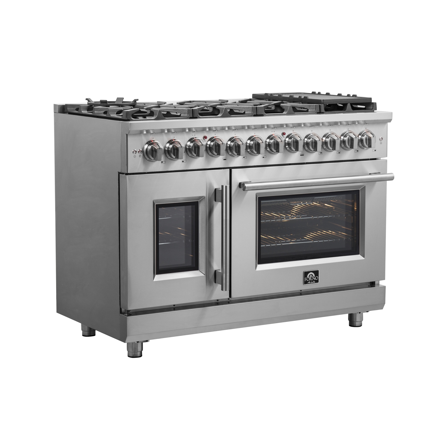 Forno Massimo – Cuisinière biénergie à deux portes de 48&nbsp;po, 8 brûleurs, four à convection véritable
