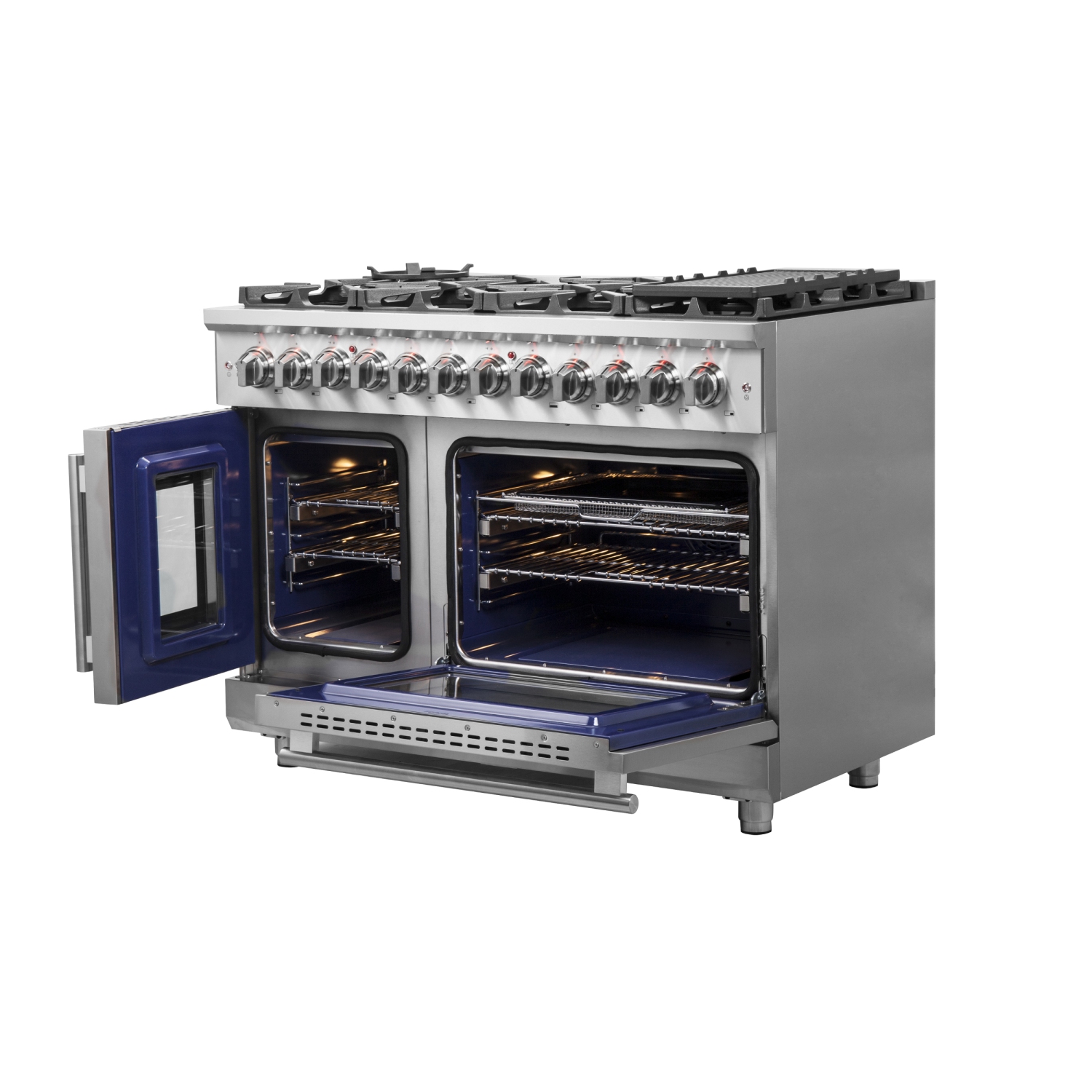 Forno Massimo – Cuisinière biénergie à deux portes de 48&nbsp;po, 8 brûleurs, four à convection véritable