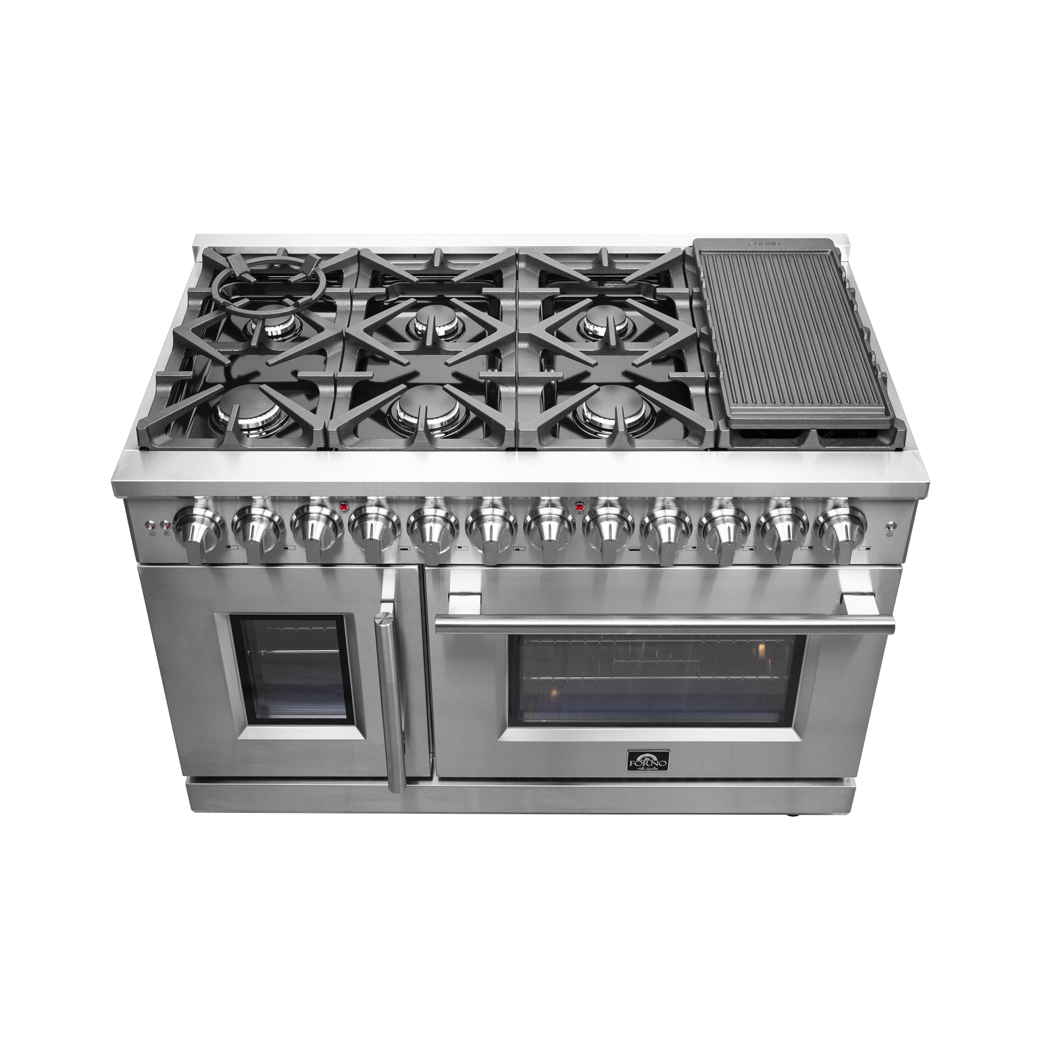 Forno Massimo – Cuisinière biénergie à deux portes de 48&nbsp;po, 8 brûleurs, four à convection véritable